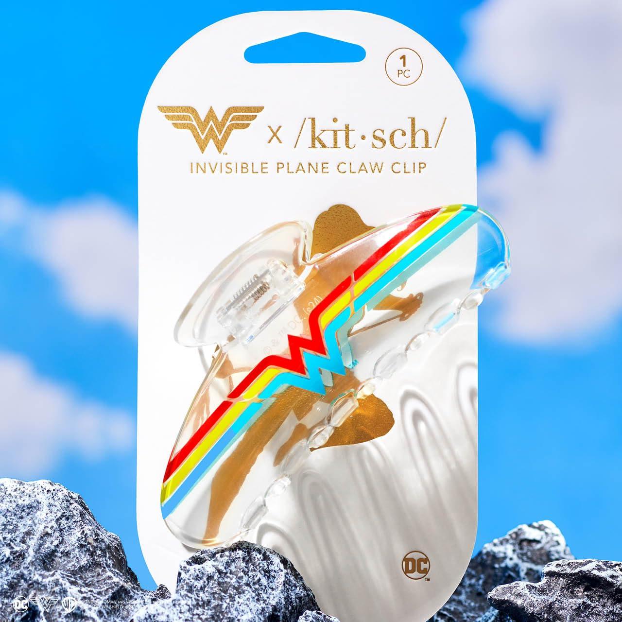 imageKitsch Wonder Woman Clear Acrylic Large Claw Clip Durable Hair Claw Clip for All Hair Types Great for Updo HalfUp Stays In Place Without Pulling Gifts For Women 1pcWonder Woman Clear