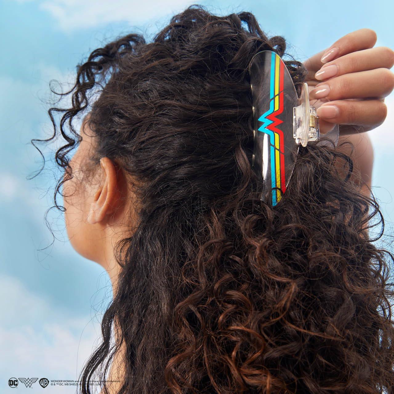 imageKitsch Wonder Woman Clear Acrylic Large Claw Clip Durable Hair Claw Clip for All Hair Types Great for Updo HalfUp Stays In Place Without Pulling Gifts For Women 1pcWonder Woman Clear