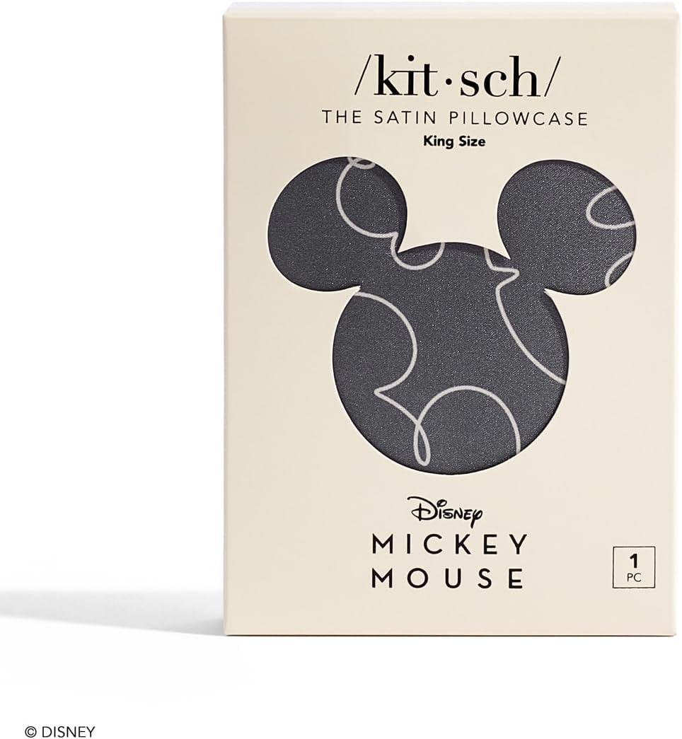 imageKitsch ampamp Disney Mickey Mouse Satin Pillowcase with Zipper Softer Than Silk Cooling Pillow Case for Hair ampamp Skin WrinkleFree Machine Washable King Size 19x36