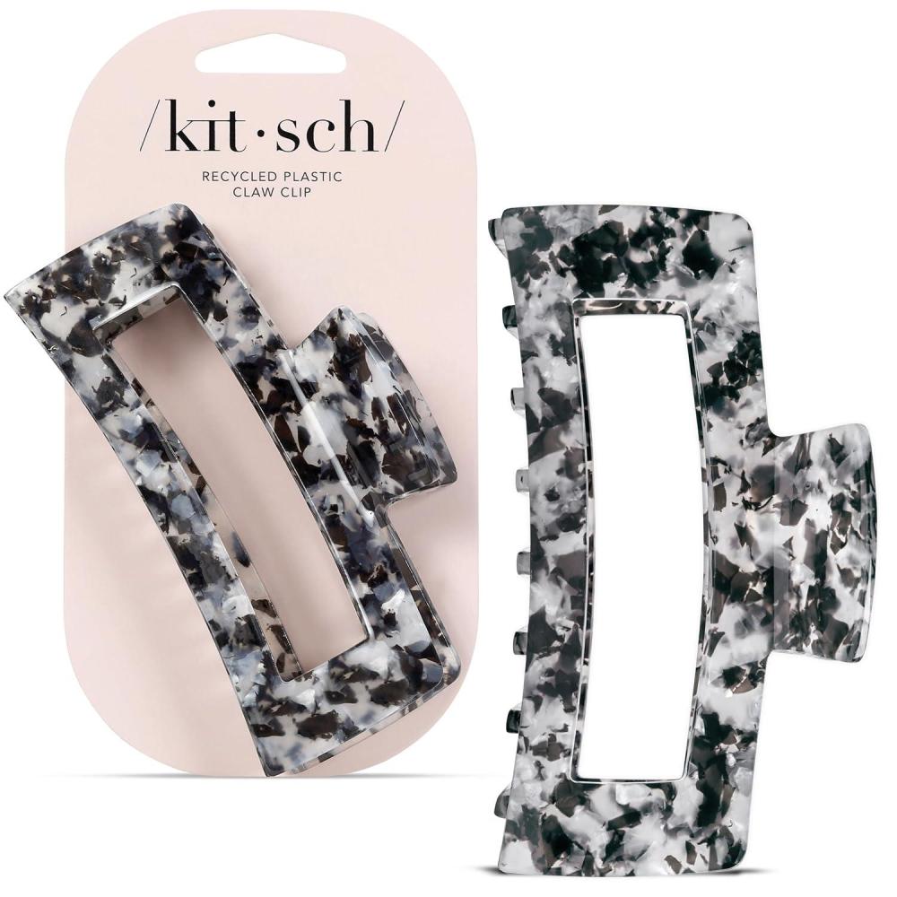 imageKitsch Hello Kitty Recycled Plastic Jumbo Claw Clip Extra Large claw Clips for Thick Hair Big Hair Clips for Thin Hair Ideal Gifts for Women 1 Piece Pink Kitty FacesBlack