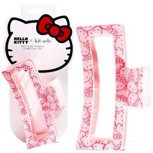 Kitsch Hello Kitty Recycled Plastic Jumbo Claw Clip, Extra Large claw Clips for Thick Hair, Big Hair Clips for Thin Hair | Ideal Gifts for Women (1 Piece, Pink Kitty Faces)(Pink Kitty Faces)