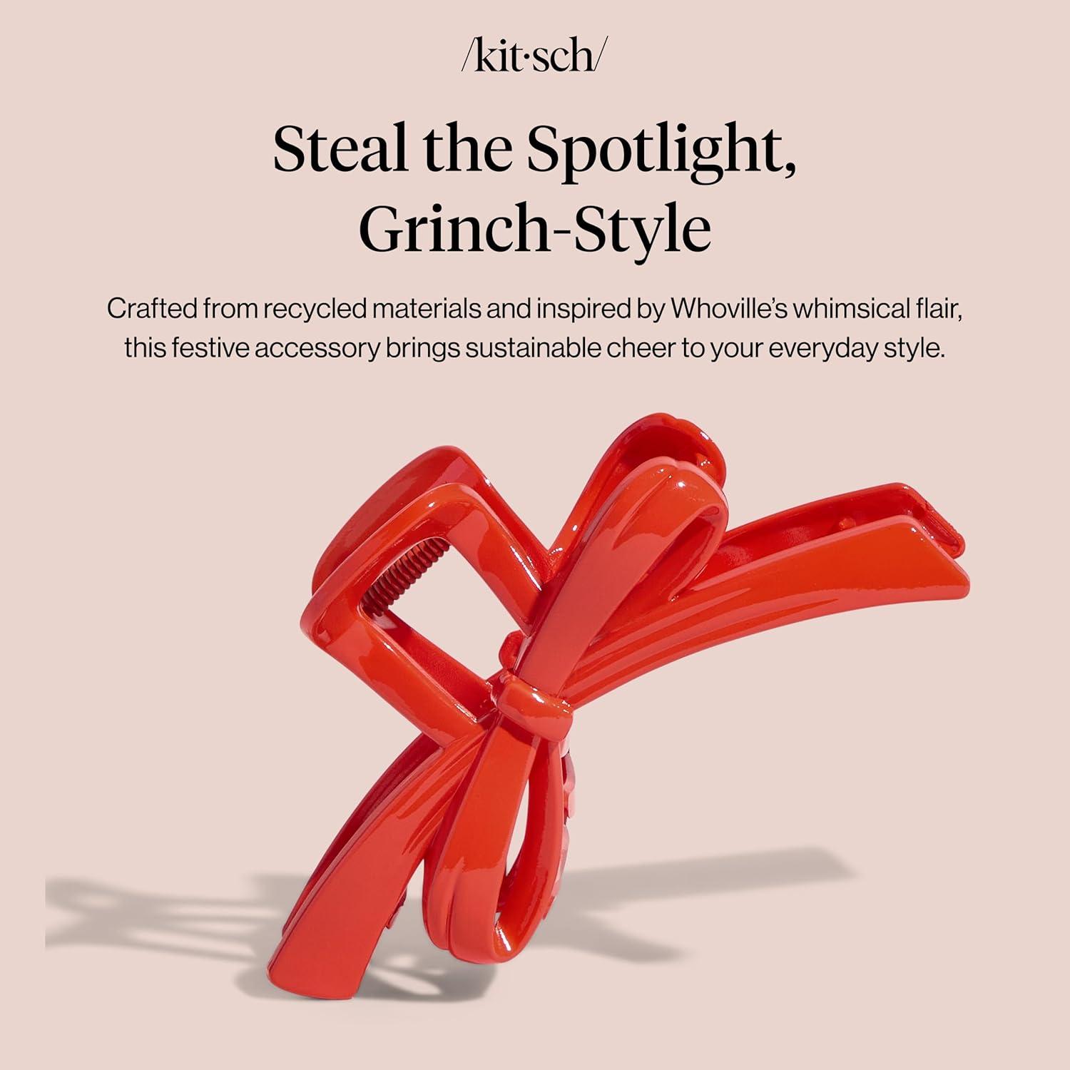 imageThe Grinch x Kitsch Bow Hair Claw Clip for Women Strong Hold for Thick or Thin Hair Glossy Red Hair Clip for Holidays or Everyday Hairstyle Ideal Stocking Stuffers and Gifts for Women 1 pc