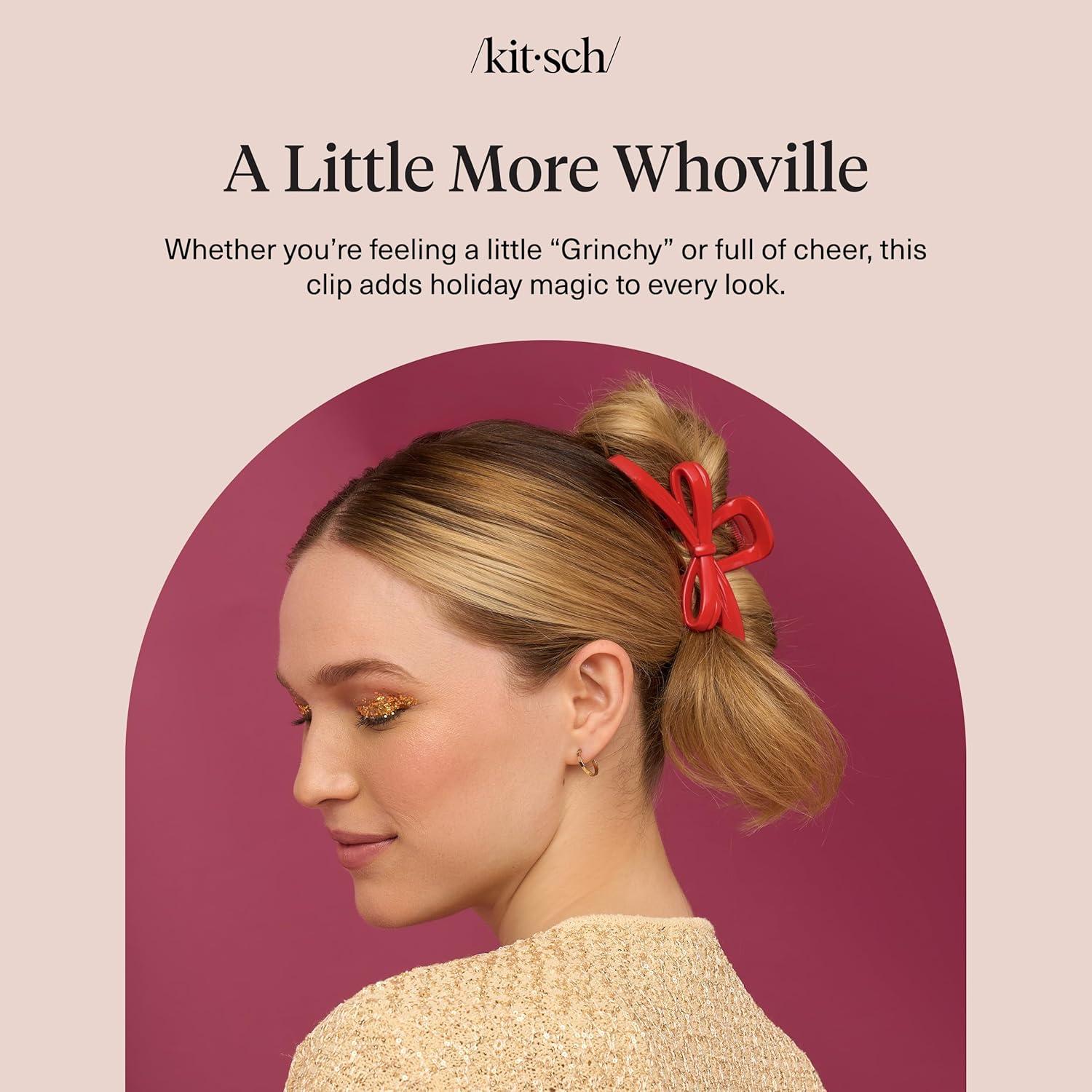 imageThe Grinch x Kitsch Bow Hair Claw Clip for Women Strong Hold for Thick or Thin Hair Glossy Red Hair Clip for Holidays or Everyday Hairstyle Ideal Stocking Stuffers and Gifts for Women 1 pc