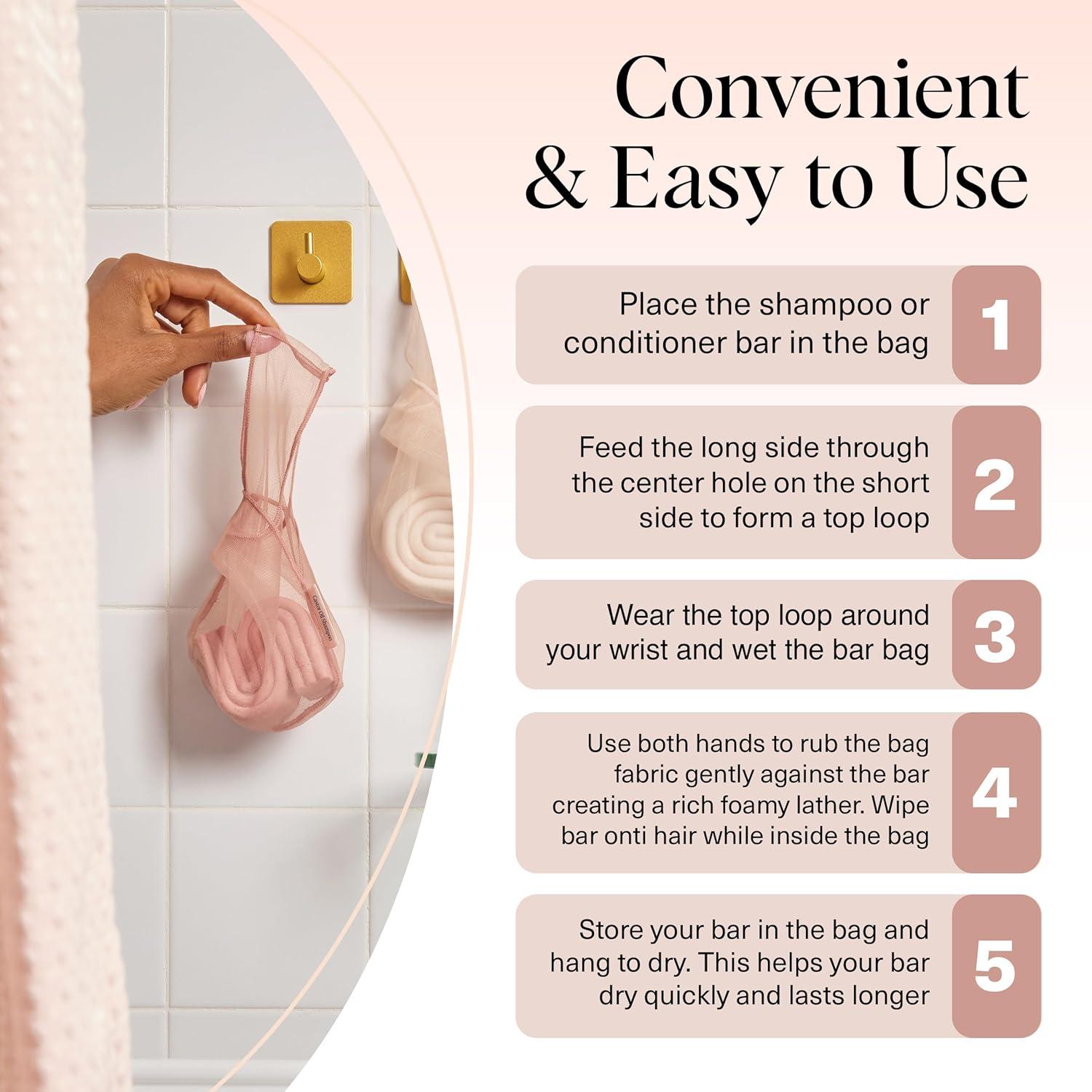 imageKitsch Bar Soap Saver Bag Patented Mesh Bag Soap Holder for Castor Oil Shampoo Bar with Tag Identifier Extends Use ampamp Prevents Soggy Mess Recycled Mesh Beauty Pouch EcoFriendlyCastor Oil Shampoo Bar Bag