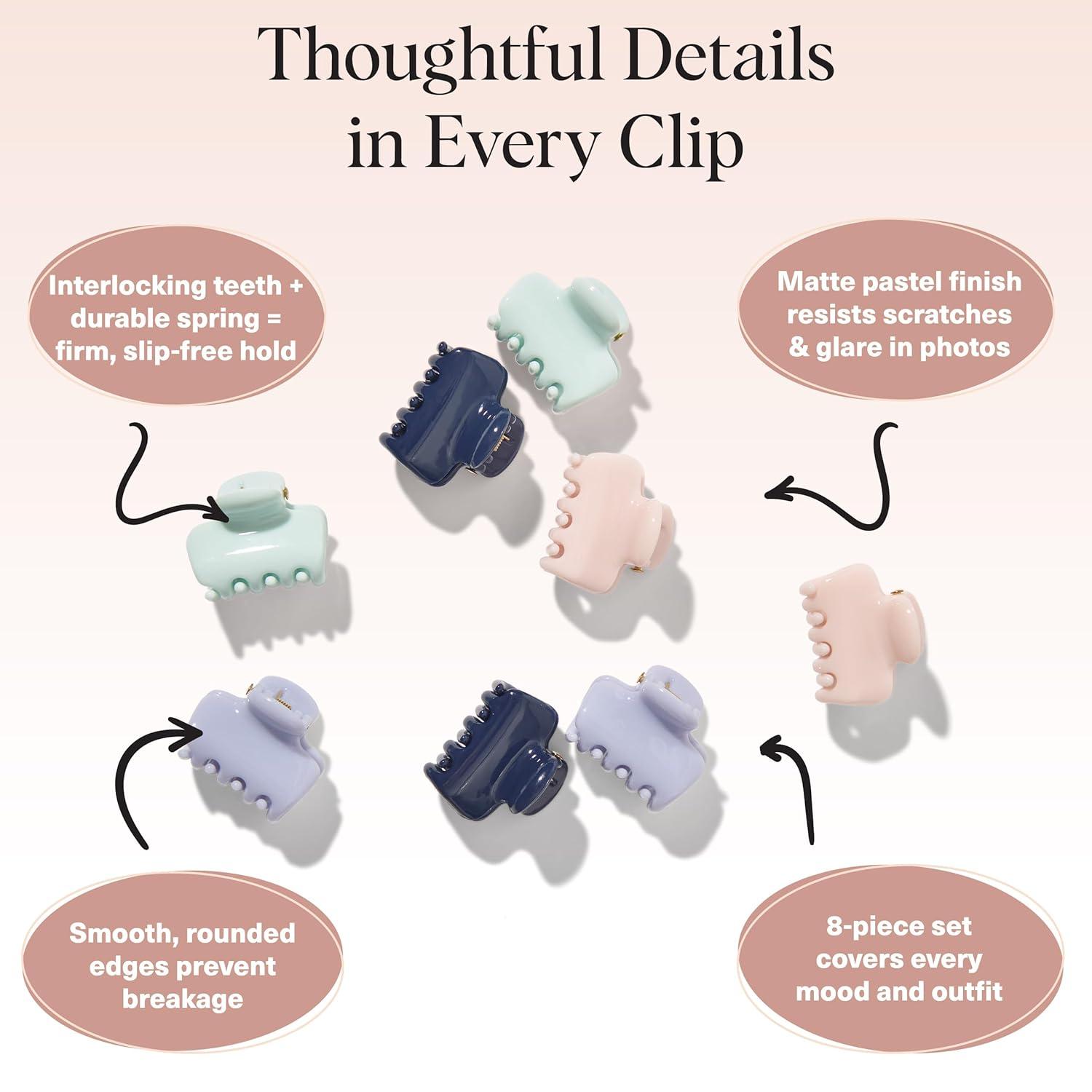 imageKitsch Small Hair Clips for Women and Girls Mini Claw Clips Hair Accessories Daily Styling Recycled Cherry Blossom Design Ideal Gifts for Women 8pc SetGarden Bouquet