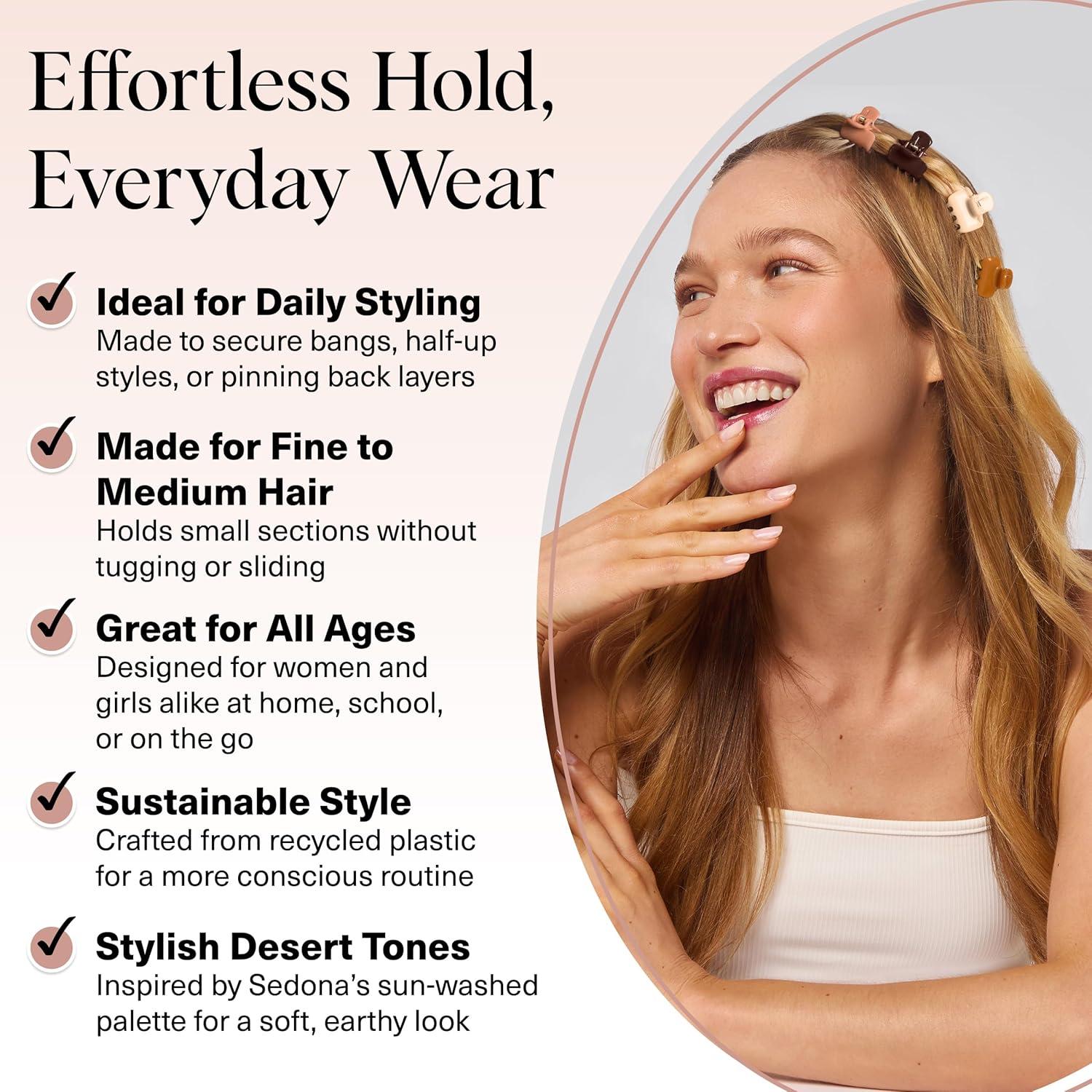 imageKitsch Small Hair Clips for Women and Girls Mini Claw Clips Hair Accessories Daily Styling Recycled Cherry Blossom Design Ideal Gifts for Women 8pc SetSedona