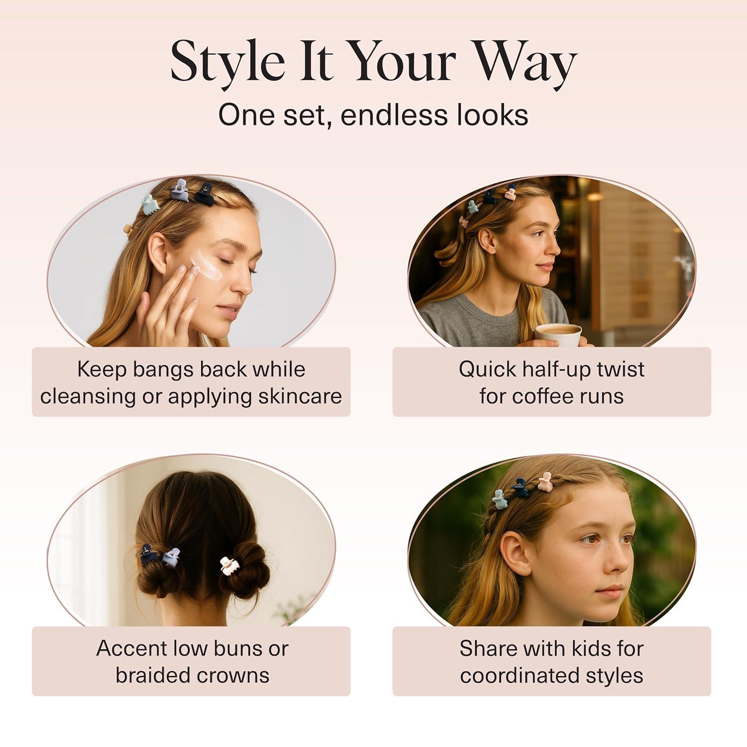 imageKitsch Small Hair Clips for Women and Girls Mini Claw Clips Hair Accessories Daily Styling Recycled Cherry Blossom Design Ideal Gifts for Women 8pc SetGarden Bouquet