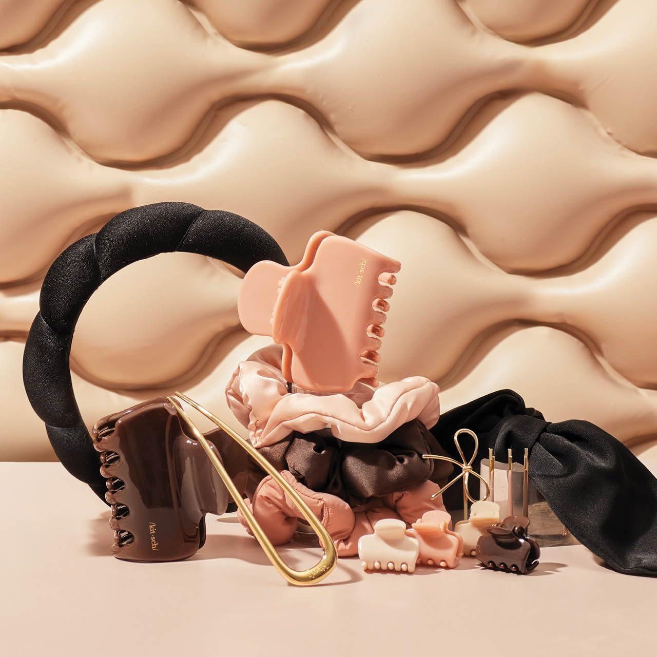 imageKitsch Small Hair Clips for Women and Girls Mini Claw Clips Hair Accessories Daily Styling Recycled Cherry Blossom Design Ideal Gifts for Women 8pc SetRosewood