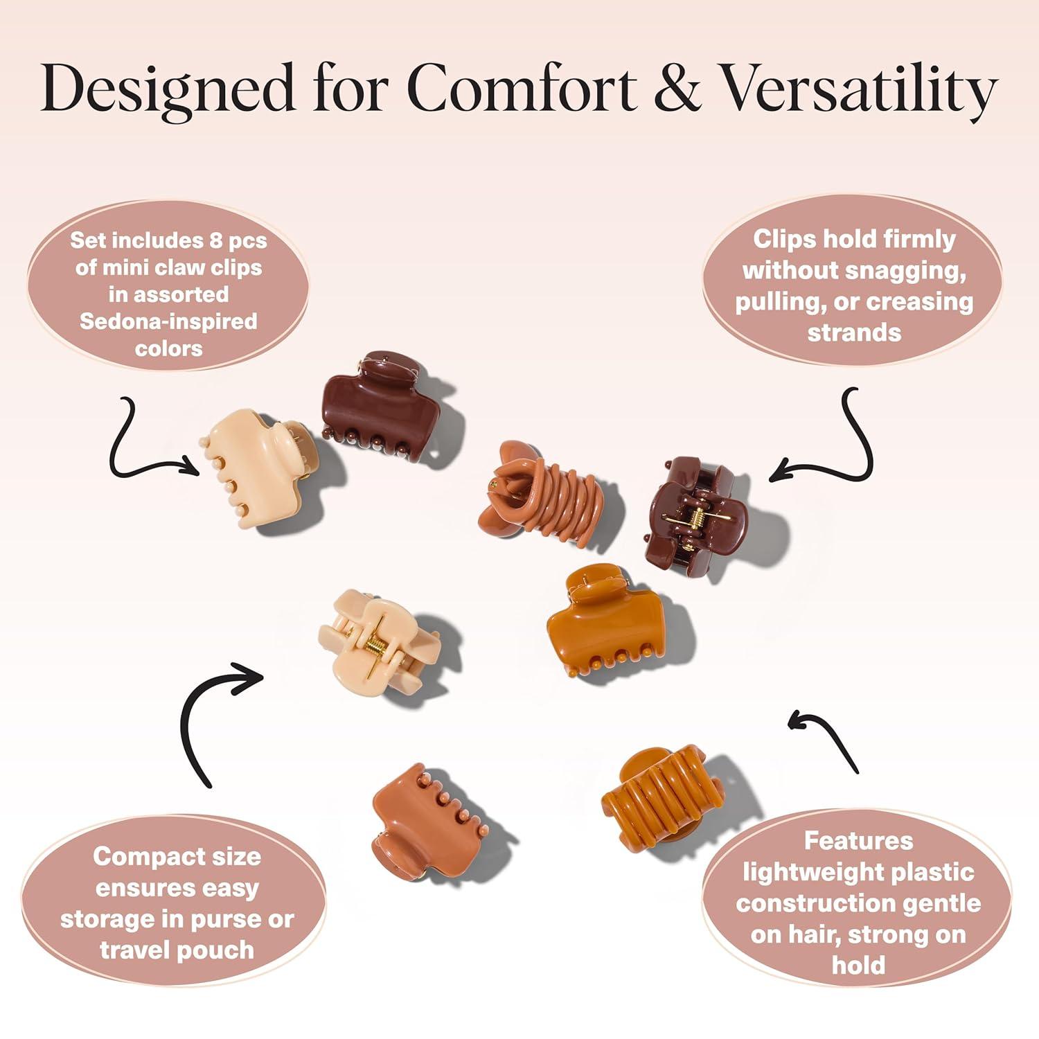 imageKitsch Small Hair Clips for Women and Girls Mini Claw Clips Hair Accessories Daily Styling Recycled Cherry Blossom Design Ideal Gifts for Women 8pc SetSedona