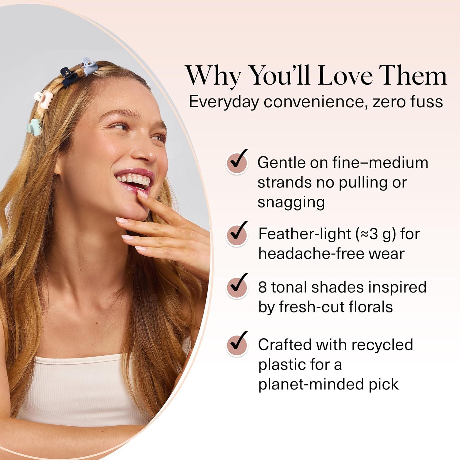 imageKitsch Small Hair Clips for Women and Girls Mini Claw Clips Hair Accessories Daily Styling Recycled Cherry Blossom Design Ideal Gifts for Women 8pc SetGarden Bouquet