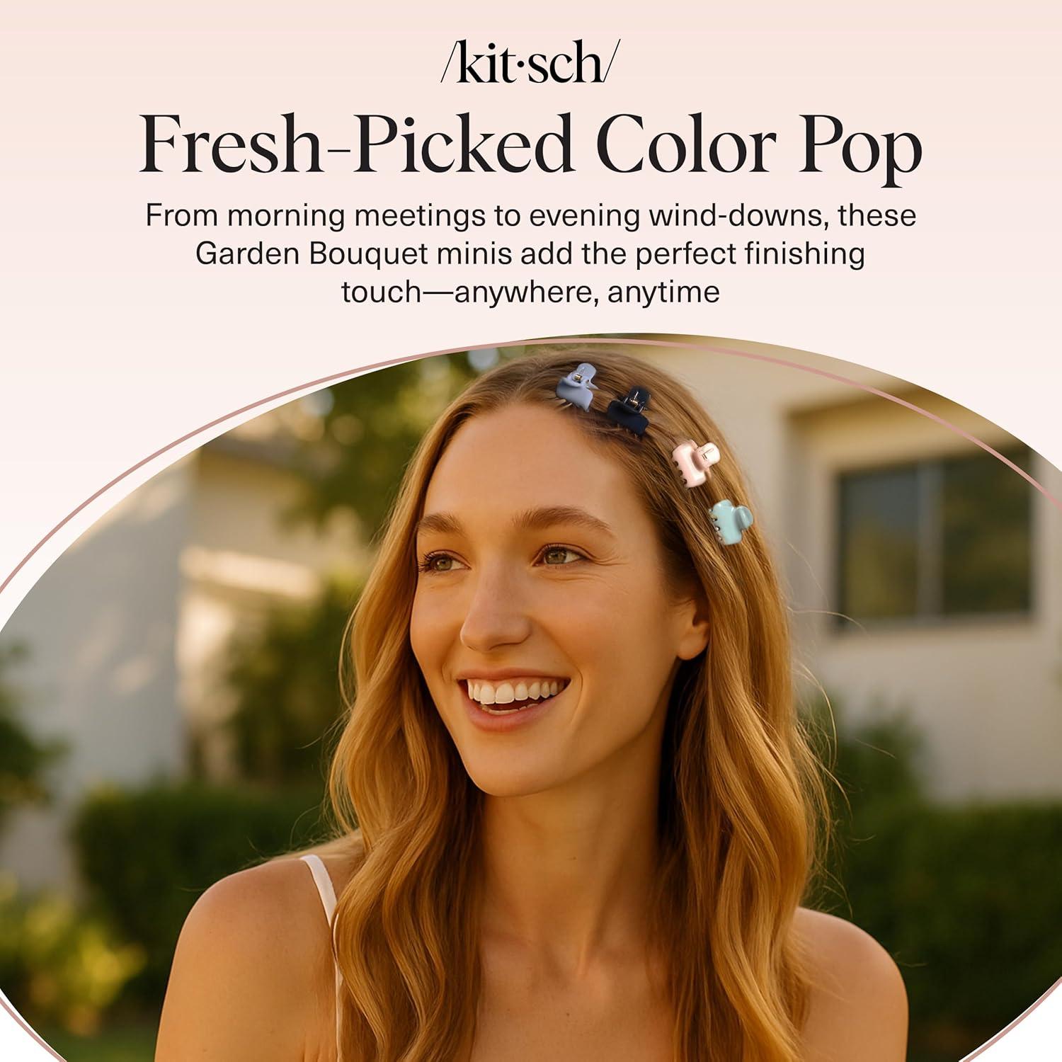 imageKitsch Small Hair Clips for Women and Girls Mini Claw Clips Hair Accessories Daily Styling Recycled Cherry Blossom Design Ideal Gifts for Women 8pc SetGarden Bouquet