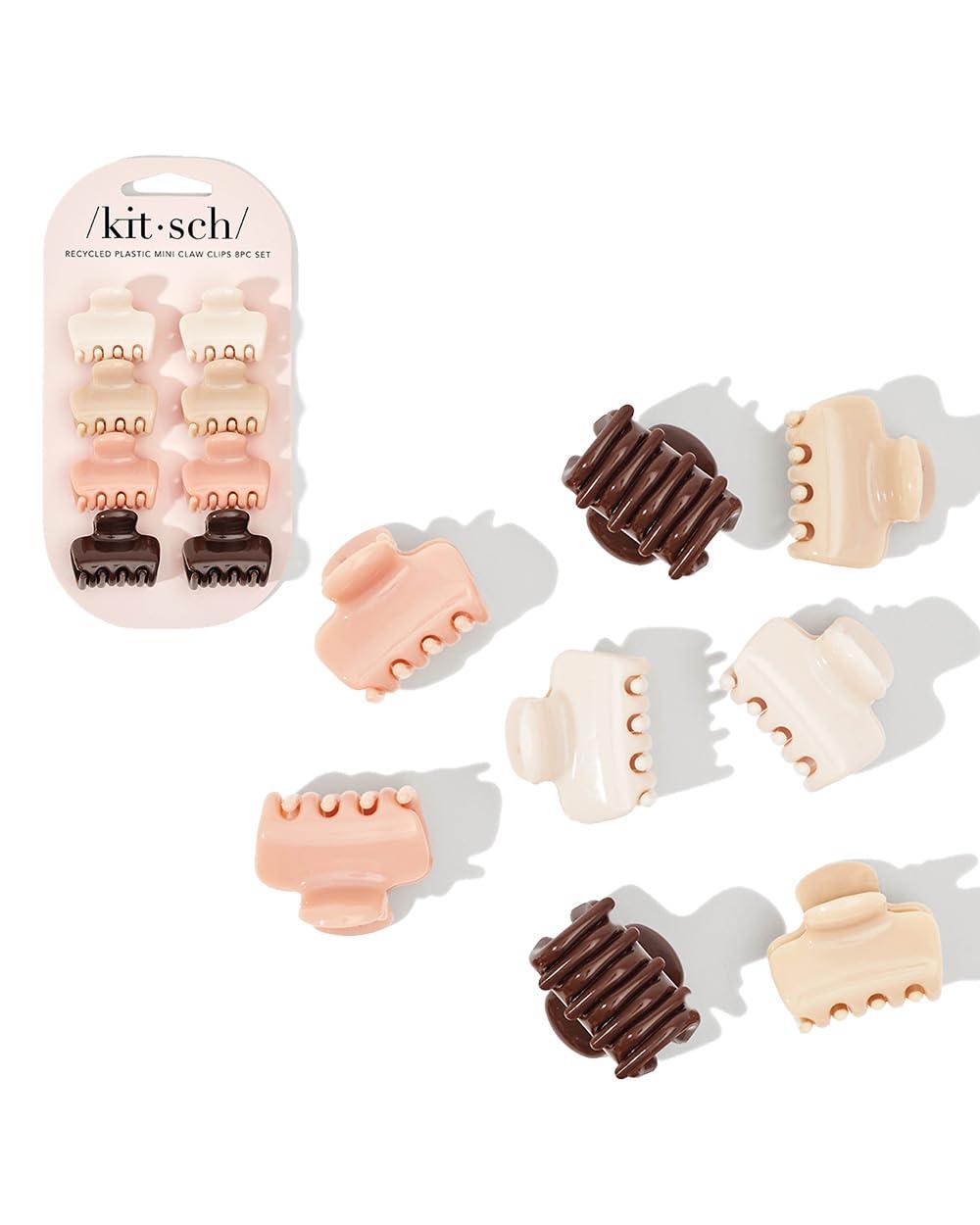 imageKitsch Small Hair Clips for Women and Girls Mini Claw Clips Hair Accessories Daily Styling Recycled Cherry Blossom Design Ideal Gifts for Women 8pc SetRosewood