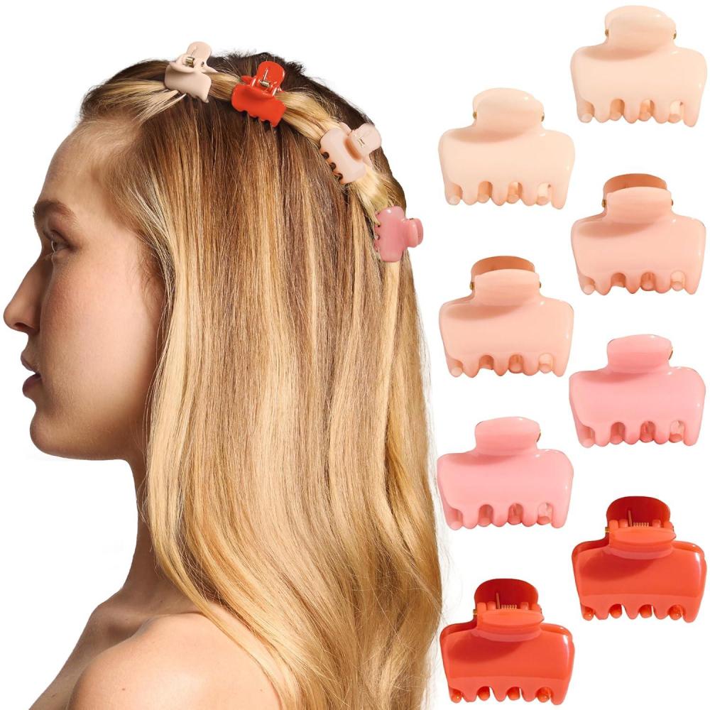 imageKitsch Small Hair Clips for Women and Girls  Mini Claw Clips  Hair Accessories  Daily Styling Recycled Cherry Blossom Design  Ideal Gifts for Women  8pc SetCherry Blossom