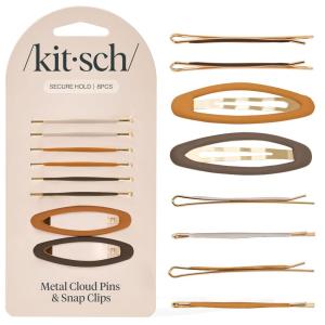Kitsch Hair Clips for Women & Bobby Pins – Gold Metal Snap Hair Barrettes | Stylish, No Slip, Pain-Free | Ideal for Everyday Hairstyles | Ideal Gifts for Women – Sedona, 8pc Set
