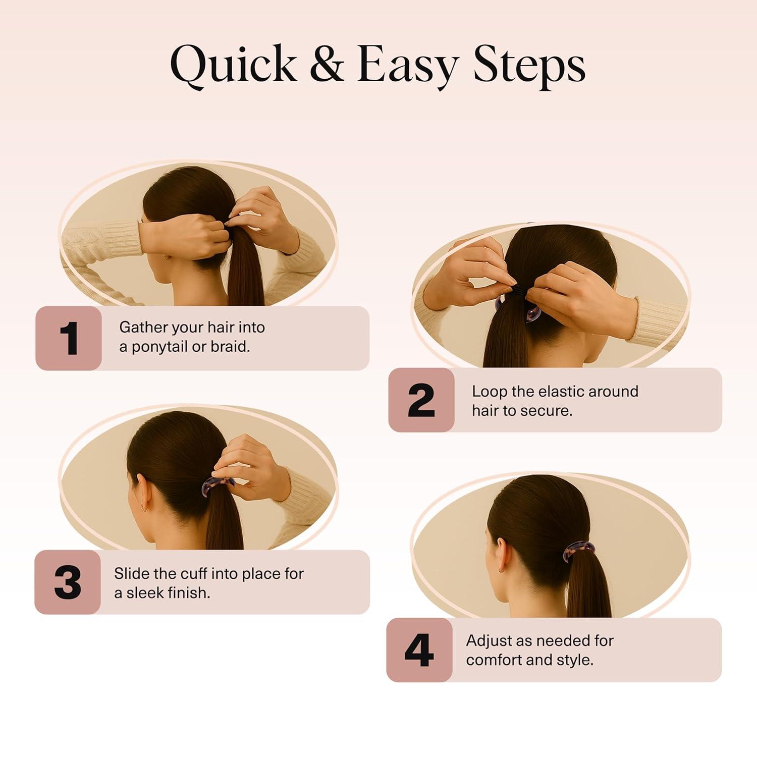 imageKitsch Gold Hair Cuffs  Metal Ponytail Cuff for Women  Durable Elegant Holder for Ponytails Braids ampamp Updos  Gold Hair Accessory  Ideal Gifts for Women  Large 1pcBlack  Tort