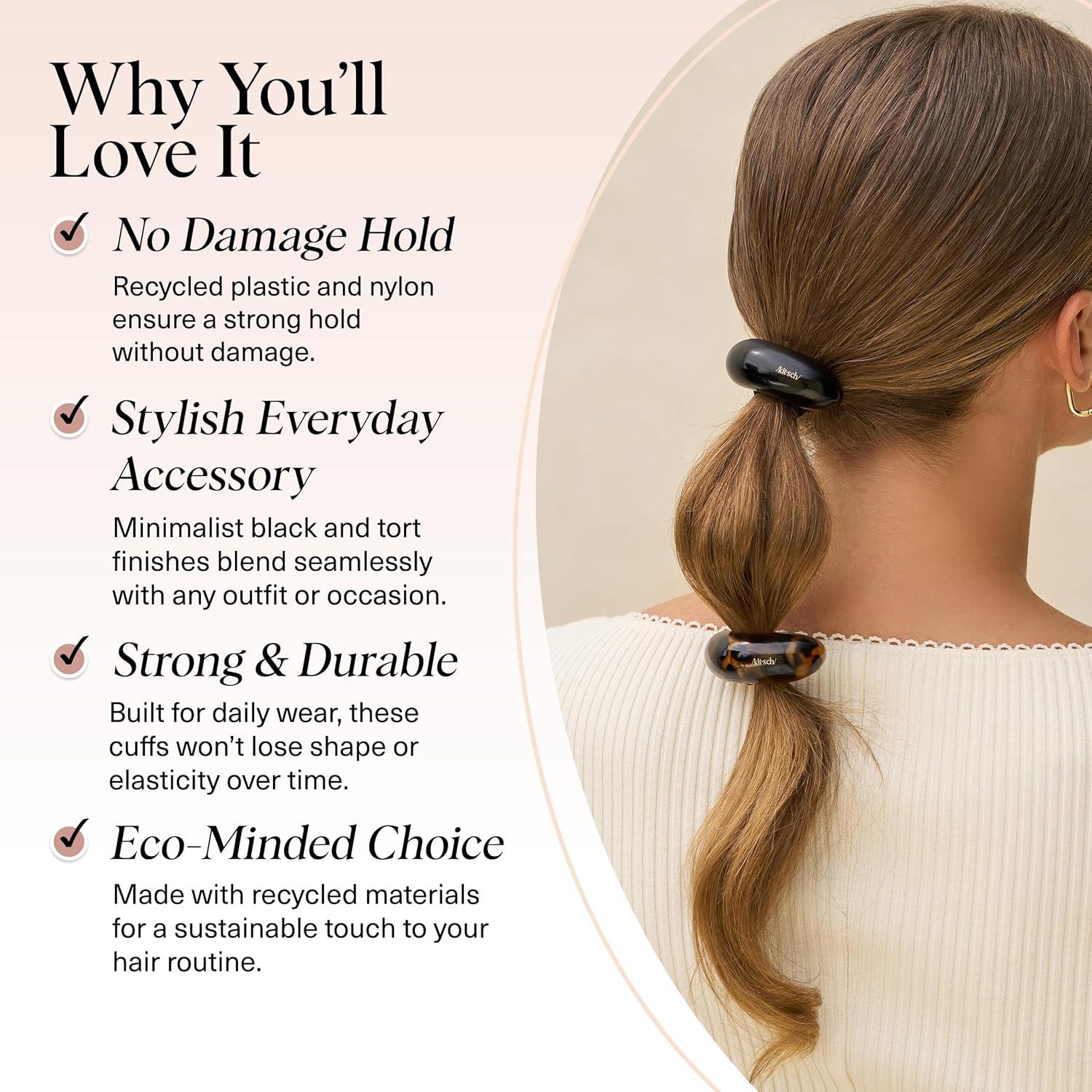 imageKitsch Gold Hair Cuffs  Metal Ponytail Cuff for Women  Durable Elegant Holder for Ponytails Braids ampamp Updos  Gold Hair Accessory  Ideal Gifts for Women  Large 1pcBlack  Tort