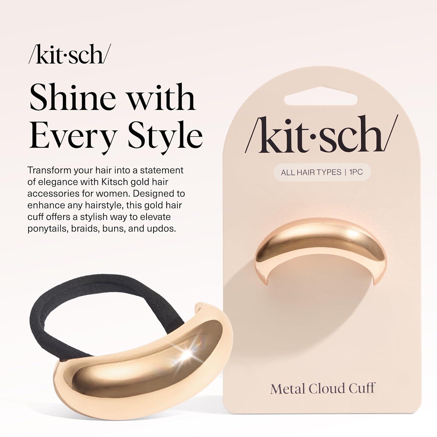 imageKitsch Gold Hair Cuffs  Metal Ponytail Cuff for Women  Durable Elegant Holder for Ponytails Braids ampamp Updos  Gold Hair Accessory  Ideal Gifts for Women  Large 1pcMGold