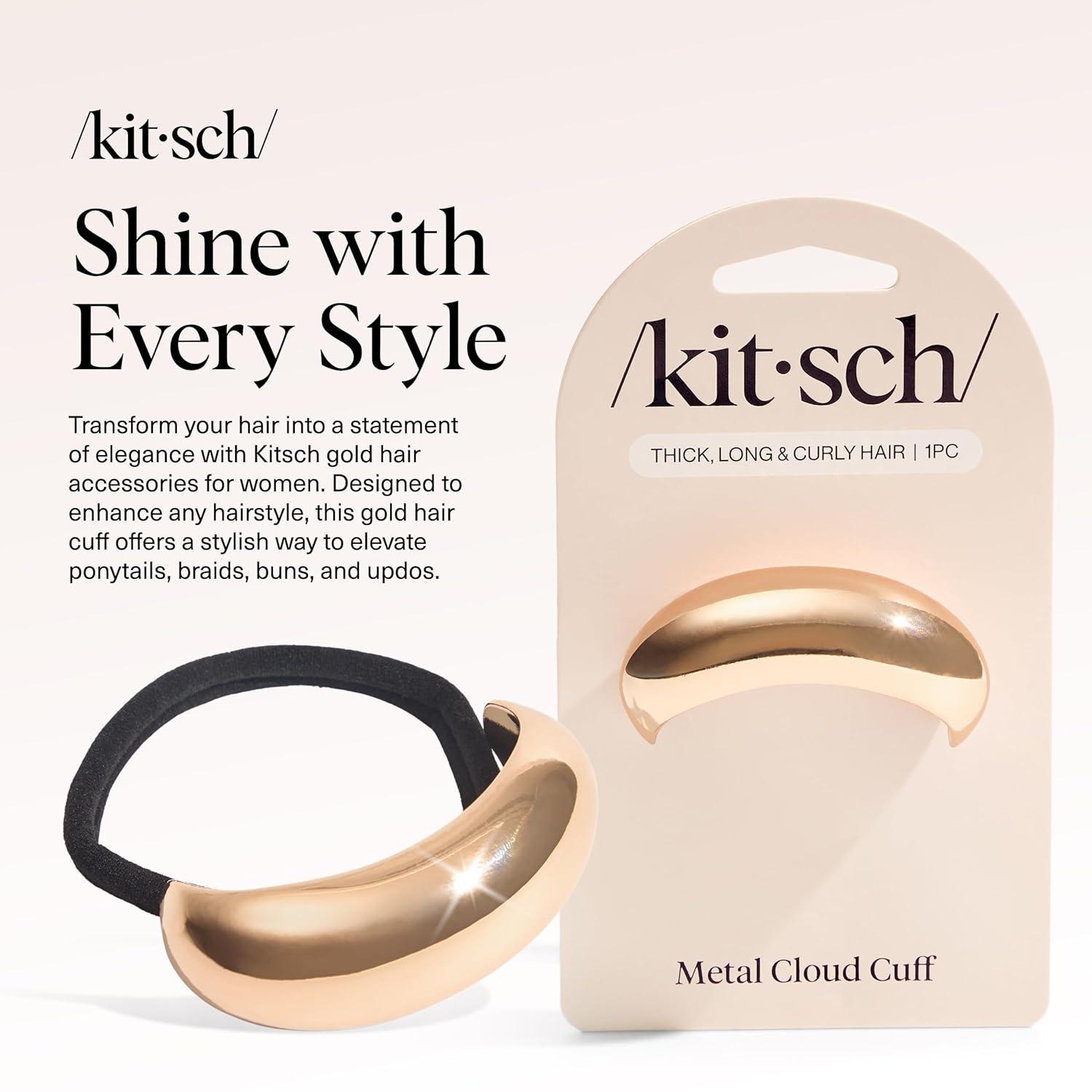 imageKitsch Gold Hair Cuffs  Metal Ponytail Cuff for Women  Durable Elegant Holder for Ponytails Braids ampamp Updos  Gold Hair Accessory  Ideal Gifts for Women  Large 1pcLGold