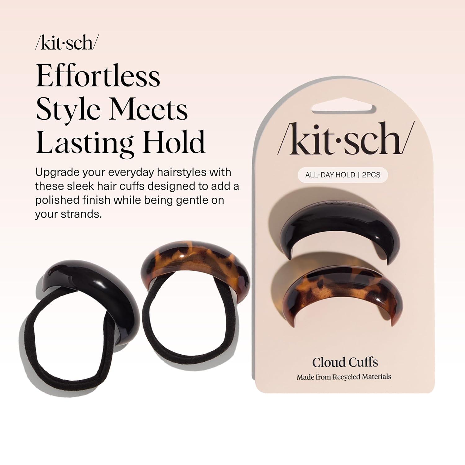 imageKitsch Gold Hair Cuffs  Metal Ponytail Cuff for Women  Durable Elegant Holder for Ponytails Braids ampamp Updos  Gold Hair Accessory  Ideal Gifts for Women  Large 1pcBlack  Tort