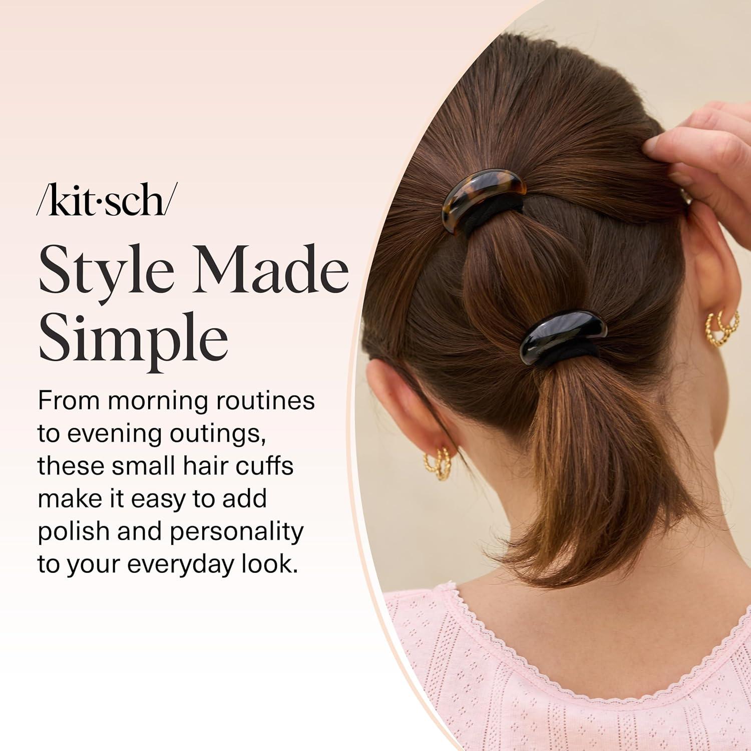 imageKitsch Gold Hair Cuffs  Metal Ponytail Cuff for Women  Durable Elegant Holder for Ponytails Braids ampamp Updos  Gold Hair Accessory  Ideal Gifts for Women  Large 1pcSBlack  Tort