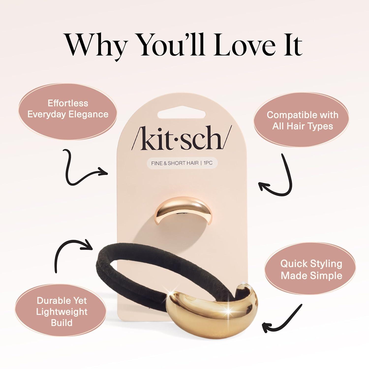 imageKitsch Gold Hair Cuffs Metal Ponytail Cuff for Women Durable Elegant Holder for Ponytails Braids ampamp Updos Gold Hair Accessory Ideal Gifts for Women Large 1pcSGold