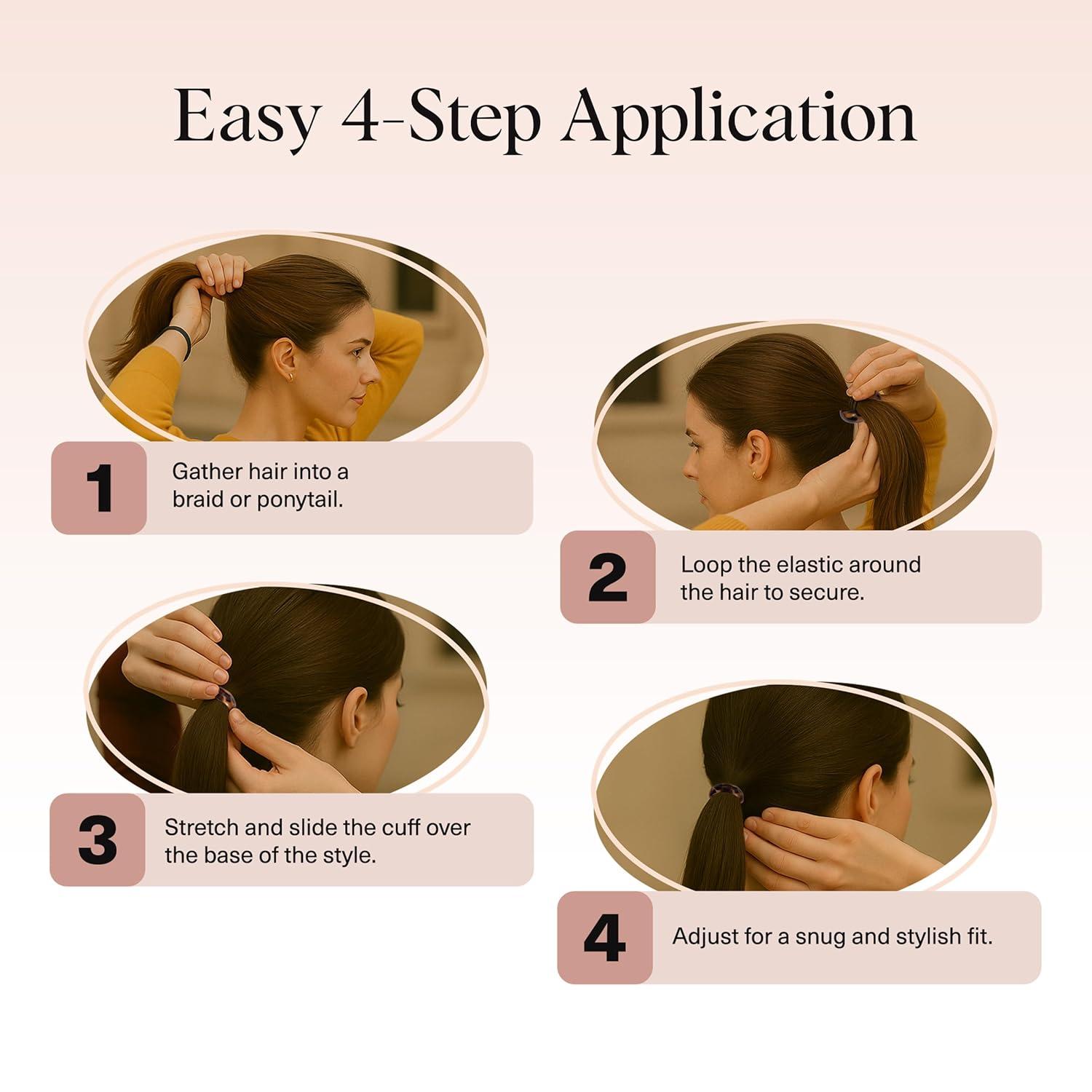 imageKitsch Gold Hair Cuffs  Metal Ponytail Cuff for Women  Durable Elegant Holder for Ponytails Braids ampamp Updos  Gold Hair Accessory  Ideal Gifts for Women  Large 1pcSBlack  Tort