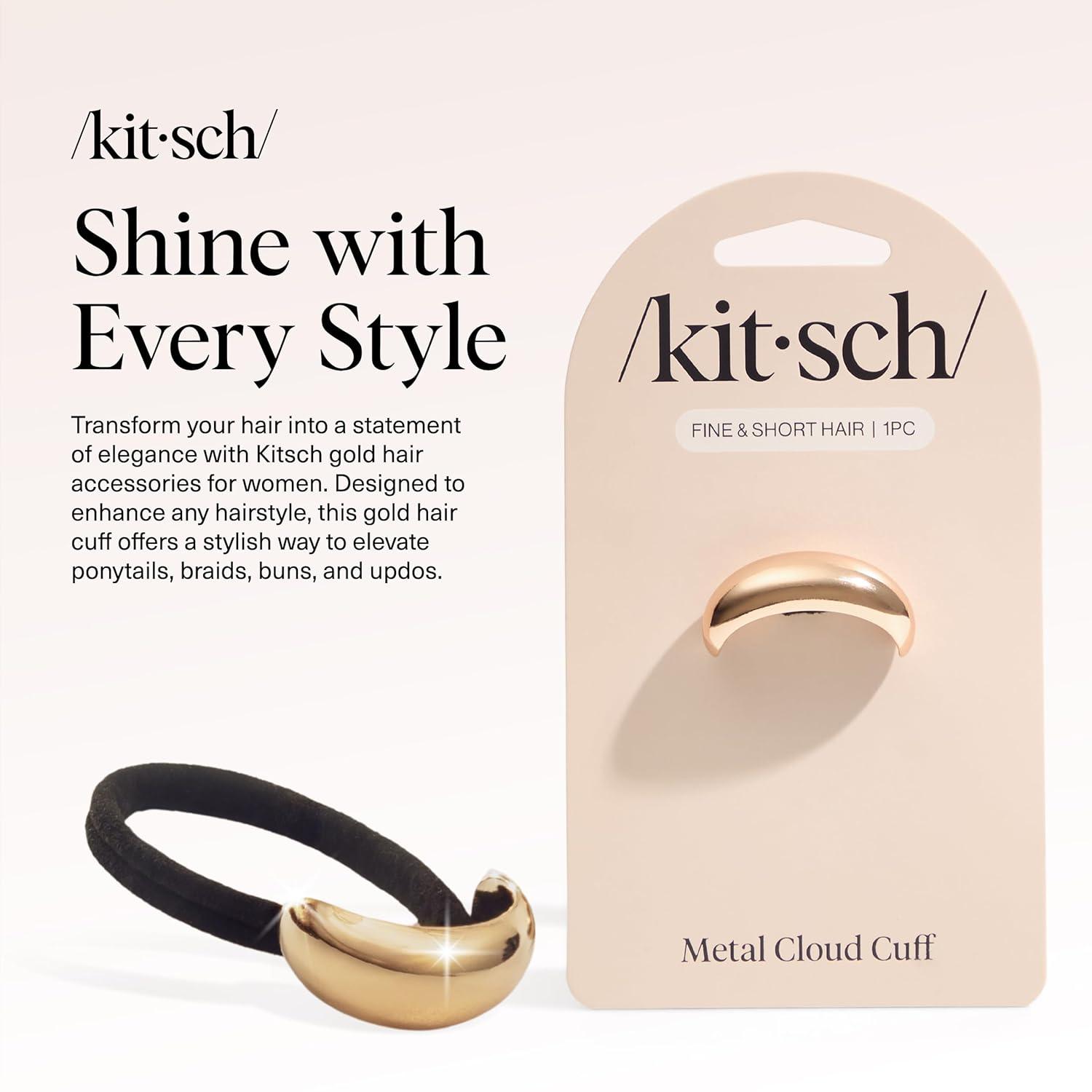 imageKitsch Gold Hair Cuffs Metal Ponytail Cuff for Women Durable Elegant Holder for Ponytails Braids ampamp Updos Gold Hair Accessory Ideal Gifts for Women Large 1pcSGold