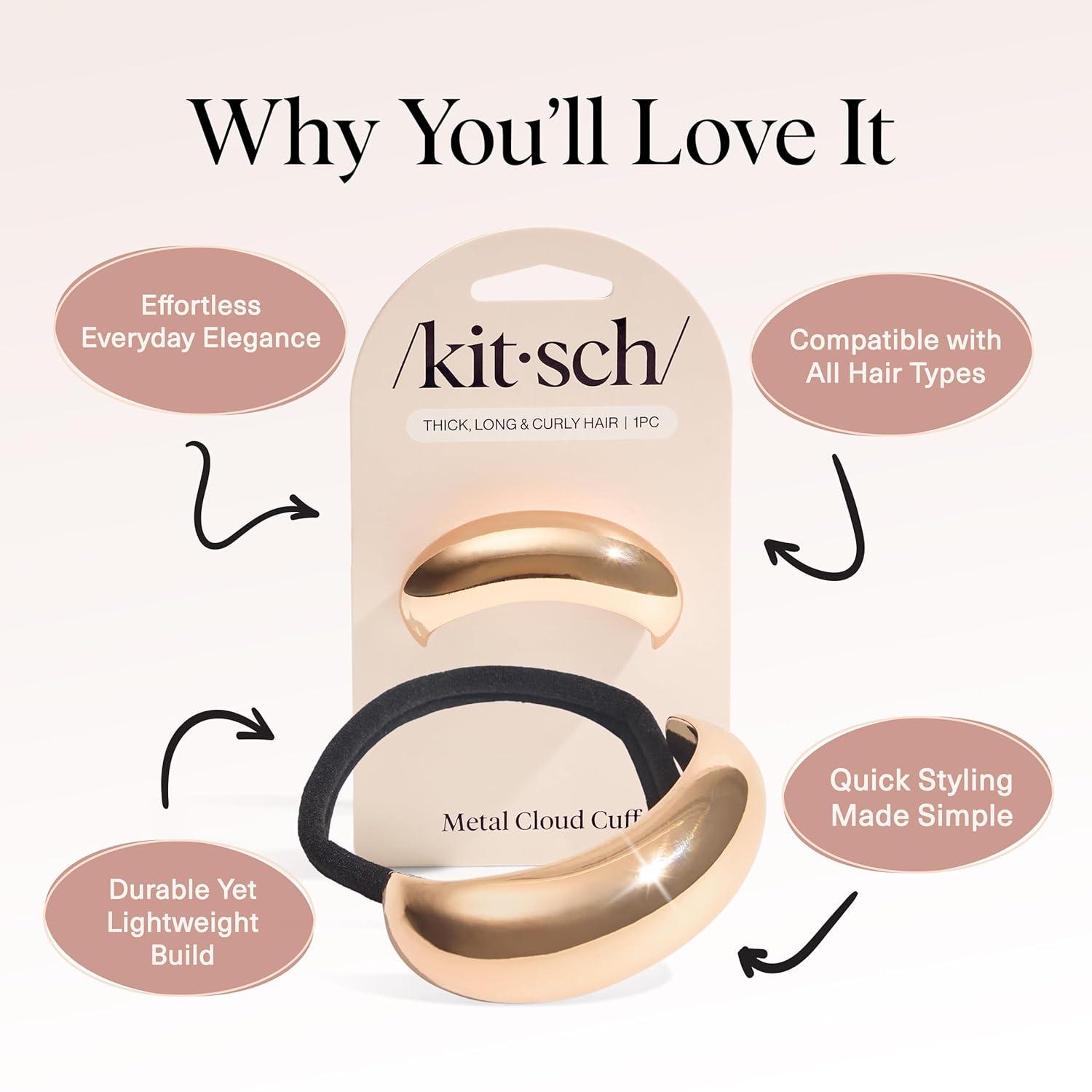 imageKitsch Gold Hair Cuffs  Metal Ponytail Cuff for Women  Durable Elegant Holder for Ponytails Braids ampamp Updos  Gold Hair Accessory  Ideal Gifts for Women  Large 1pcLGold