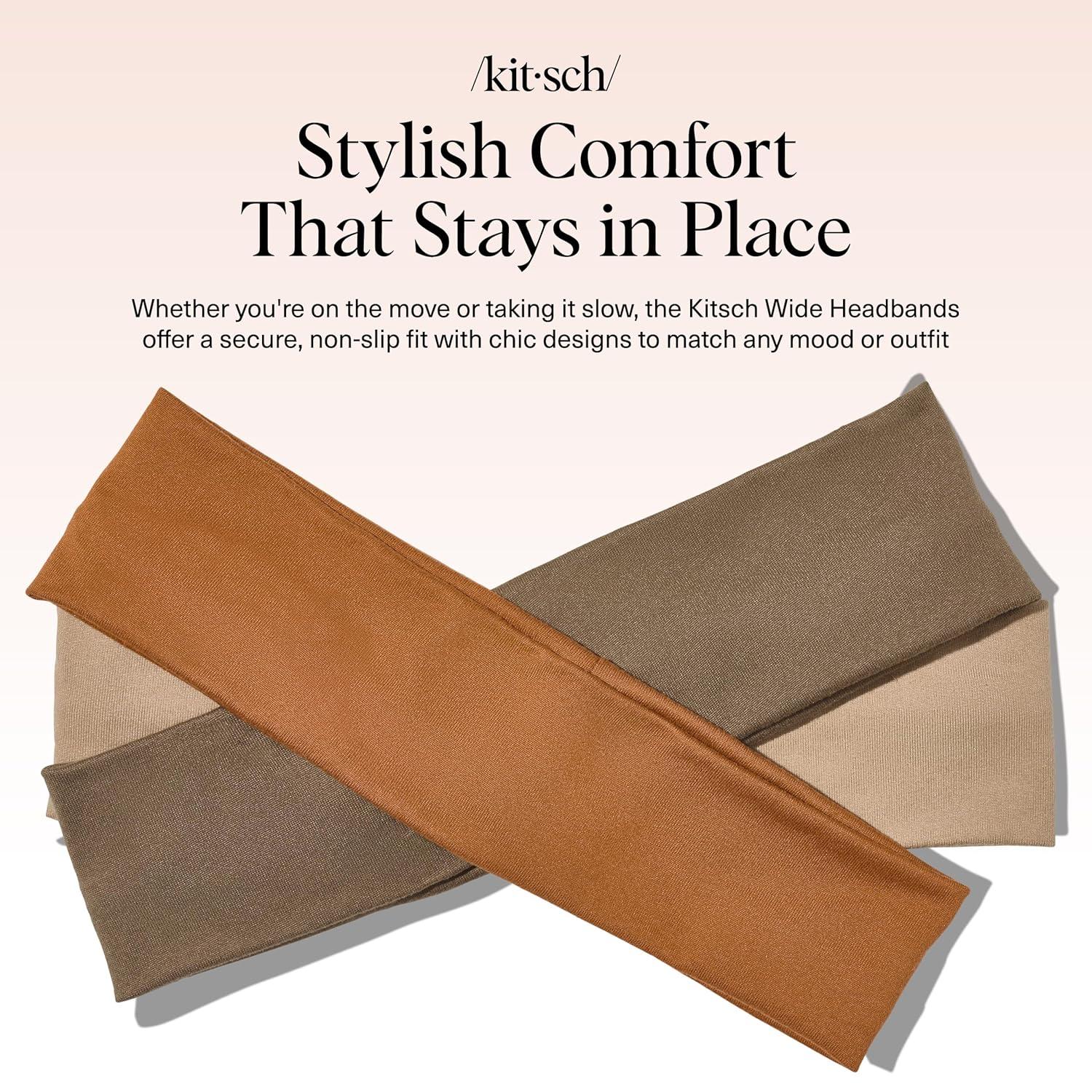 imageKitsch Wide Headbands for Women Fashion Sports Headband for Workout Yoga Gym Running Exercise Stretchy Head Bands Hair Accessories Ideal Gifts for Women Garden Bouquet 3pcsSedona