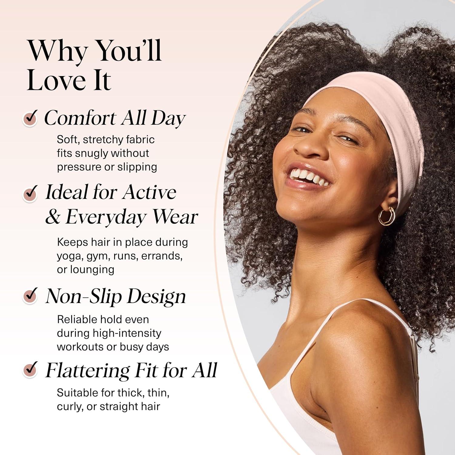 imageKitsch Wide Headbands for Women Fashion Sports Headband for Workout Yoga Gym Running Exercise Stretchy Head Bands Hair Accessories Ideal Gifts for Women Garden Bouquet 3pcsRosewood