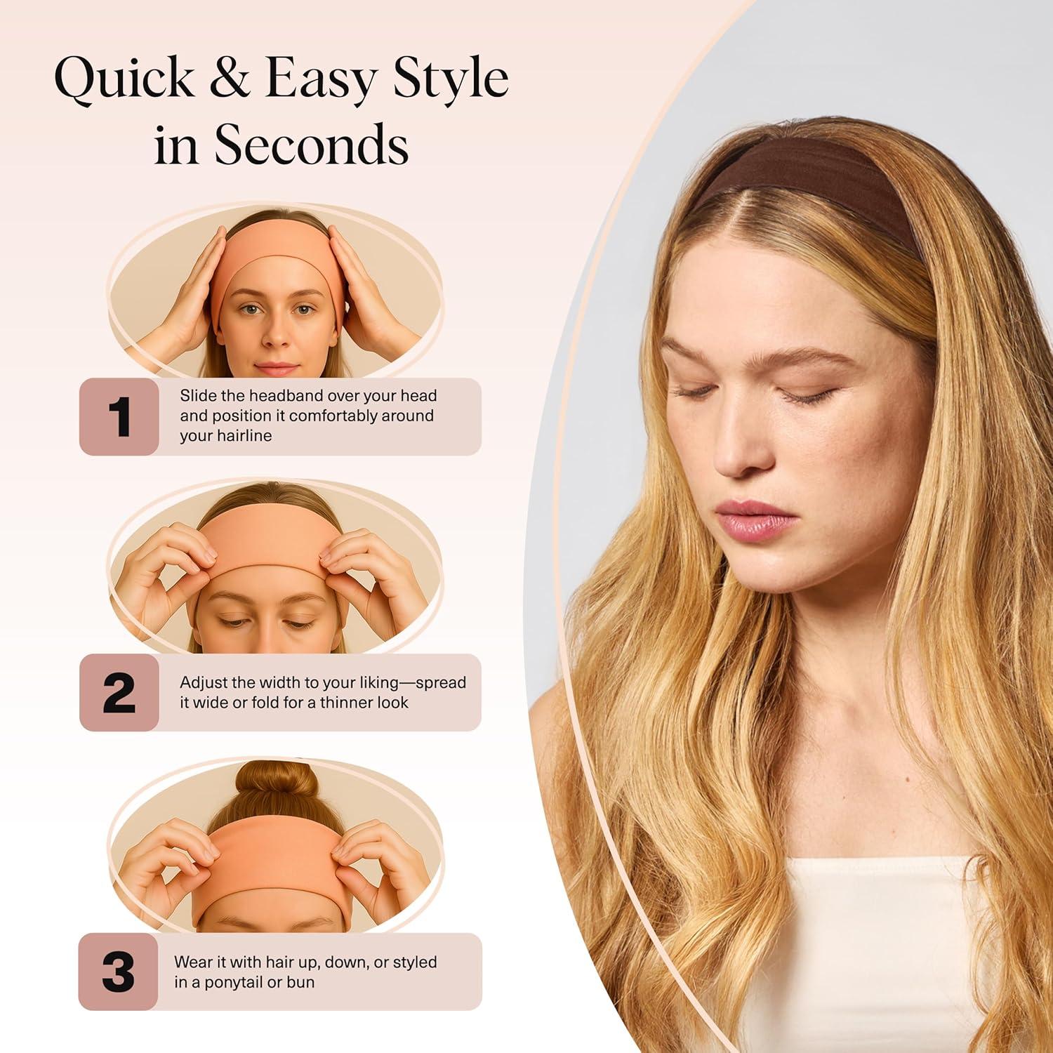 imageKitsch Wide Headbands for Women Fashion Sports Headband for Workout Yoga Gym Running Exercise Stretchy Head Bands Hair Accessories Ideal Gifts for Women Garden Bouquet 3pcsRosewood