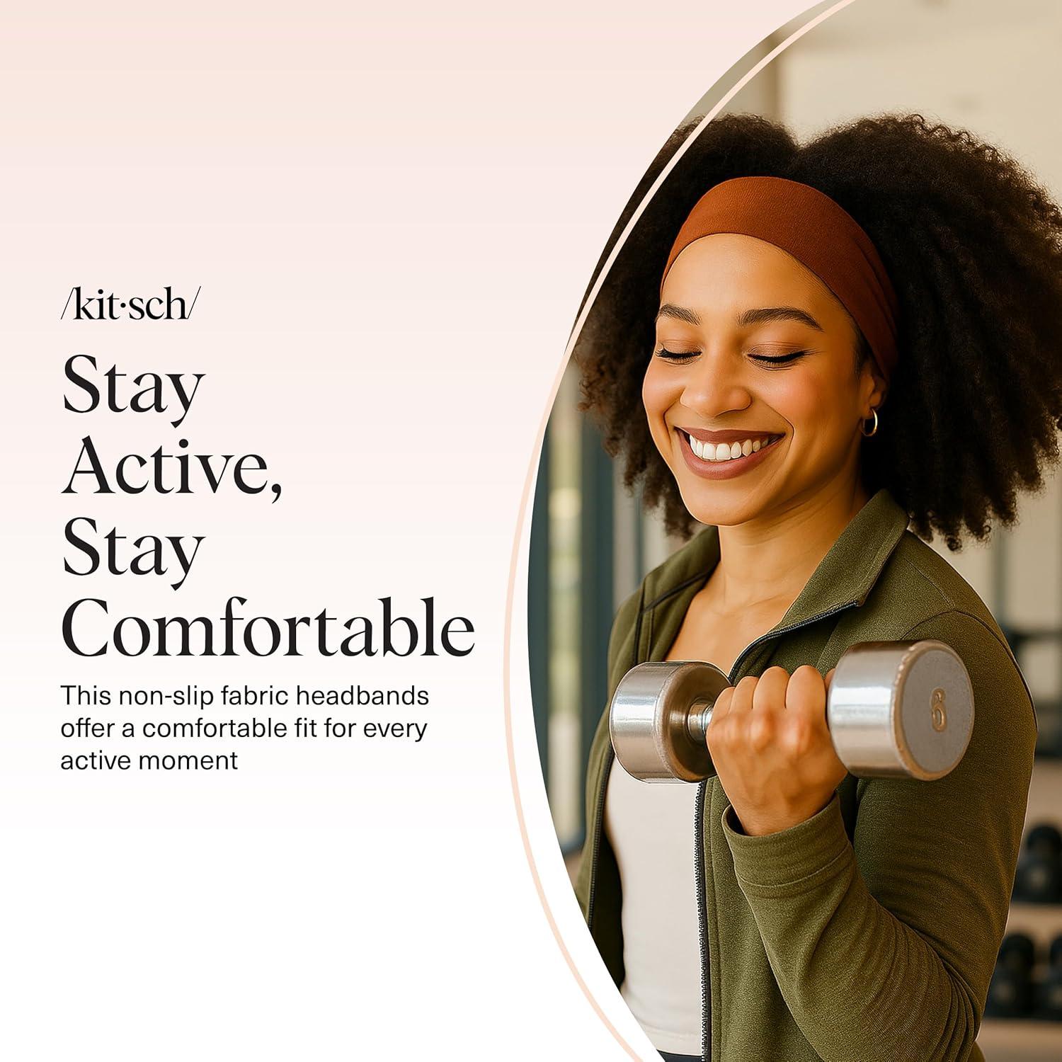 imageKitsch Wide Headbands for Women Fashion Sports Headband for Workout Yoga Gym Running Exercise Stretchy Head Bands Hair Accessories Ideal Gifts for Women Garden Bouquet 3pcsSedona