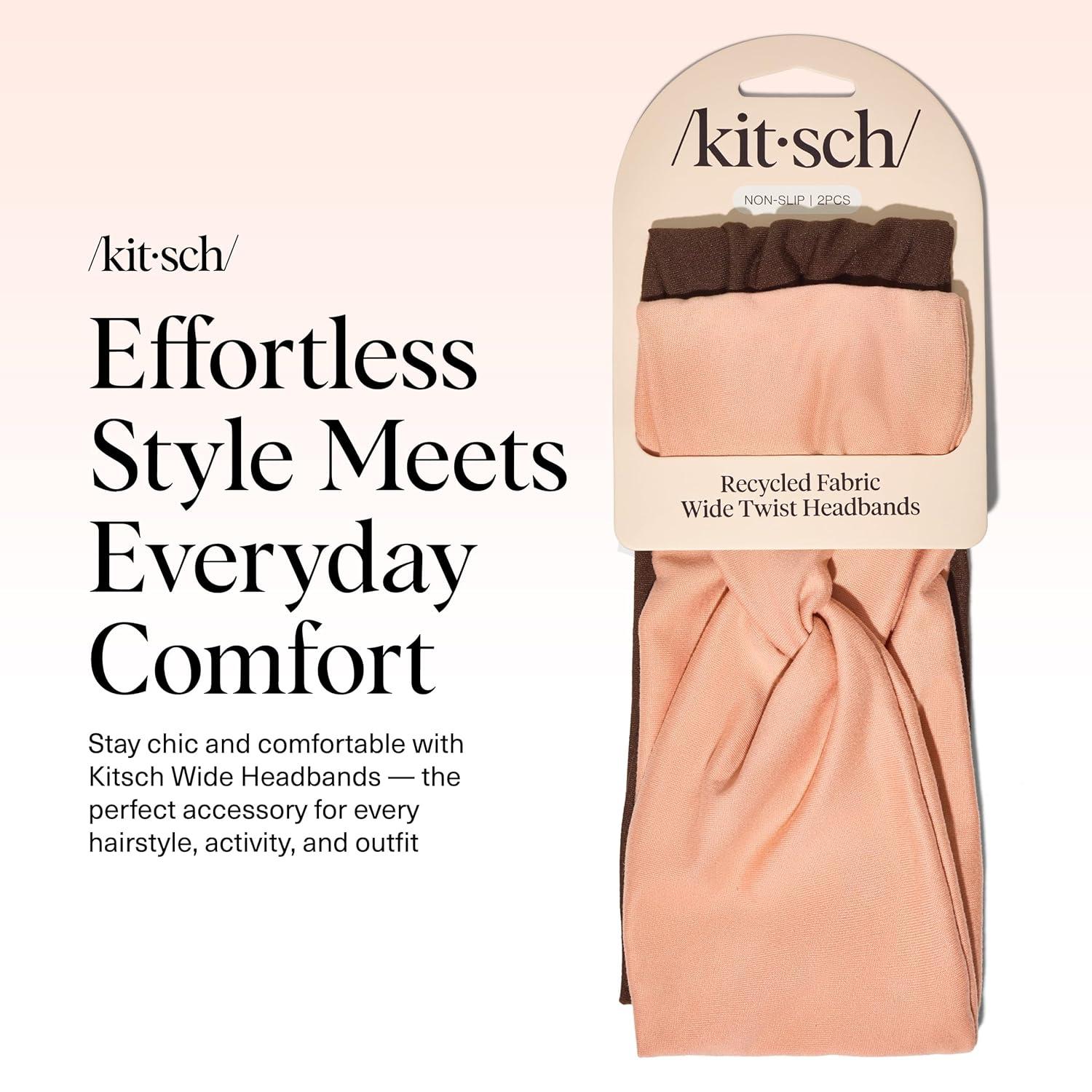 imageKitsch Wide Headbands for Women  Fashion Sports Headband for Workout Yoga Gym Running Exercise  Stretchy Head Bands for Womens Hair  Hair Accessories  Ideal Gifts for Women  Rosewood 2pcsRosewood