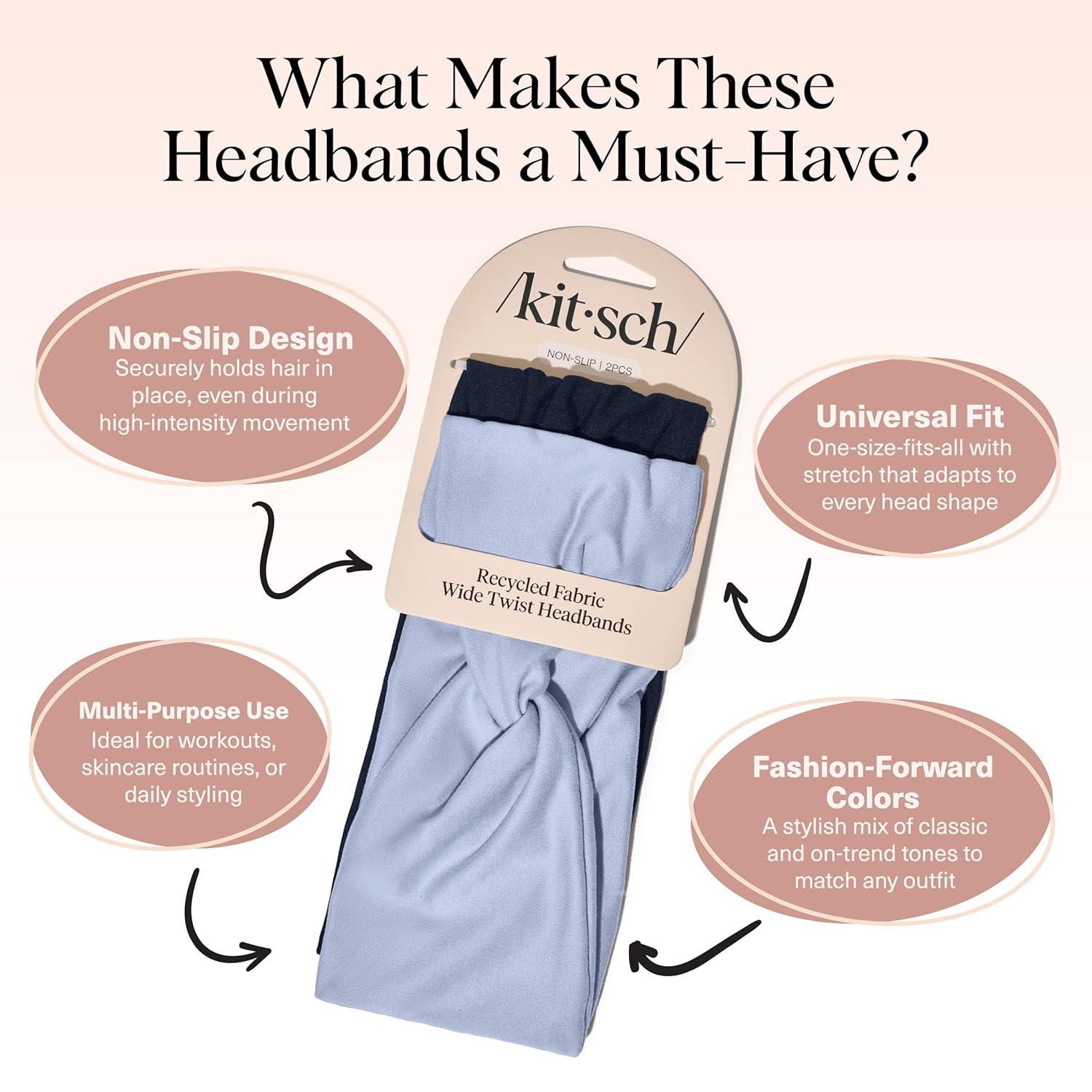 imageKitsch Wide Headbands for Women  Fashion Sports Headband for Workout Yoga Gym Running Exercise  Stretchy Head Bands for Womens Hair  Hair Accessories  Ideal Gifts for Women  Rosewood 2pcsGarden Bouquet