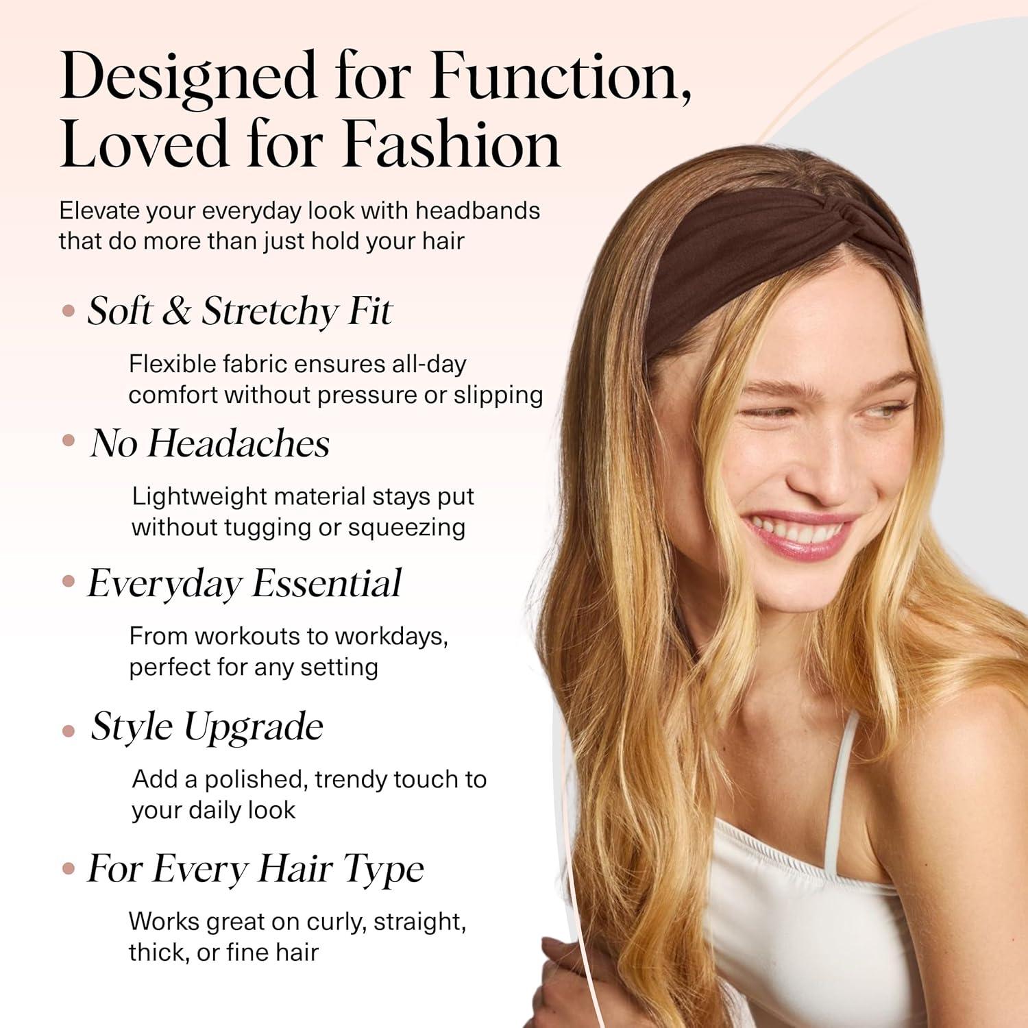 imageKitsch Wide Headbands for Women  Fashion Sports Headband for Workout Yoga Gym Running Exercise  Stretchy Head Bands for Womens Hair  Hair Accessories  Ideal Gifts for Women  Rosewood 2pcsRosewood