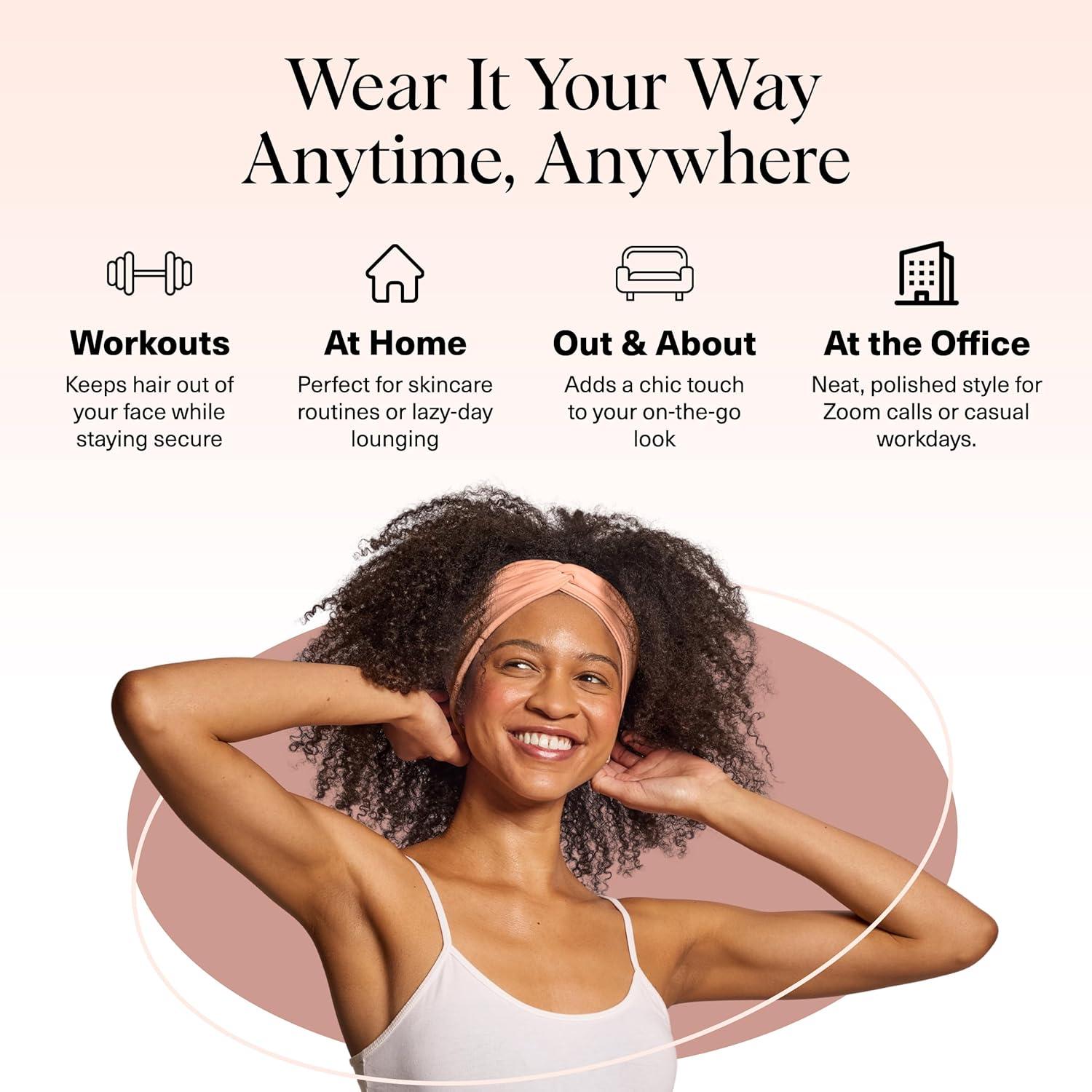 imageKitsch Wide Headbands for Women  Fashion Sports Headband for Workout Yoga Gym Running Exercise  Stretchy Head Bands for Womens Hair  Hair Accessories  Ideal Gifts for Women  Rosewood 2pcsRosewood