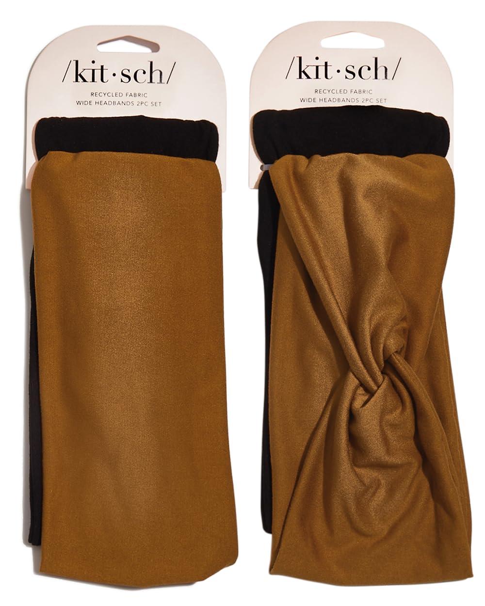 imageKitsch Wide Headbands for Women  Fashion Sports Headband for Workout Yoga Gym Running Exercise  Stretchy Head Bands for Womens Hair  Hair Accessories  Ideal Gifts for Women  Rosewood 2pcsBlack  Camel