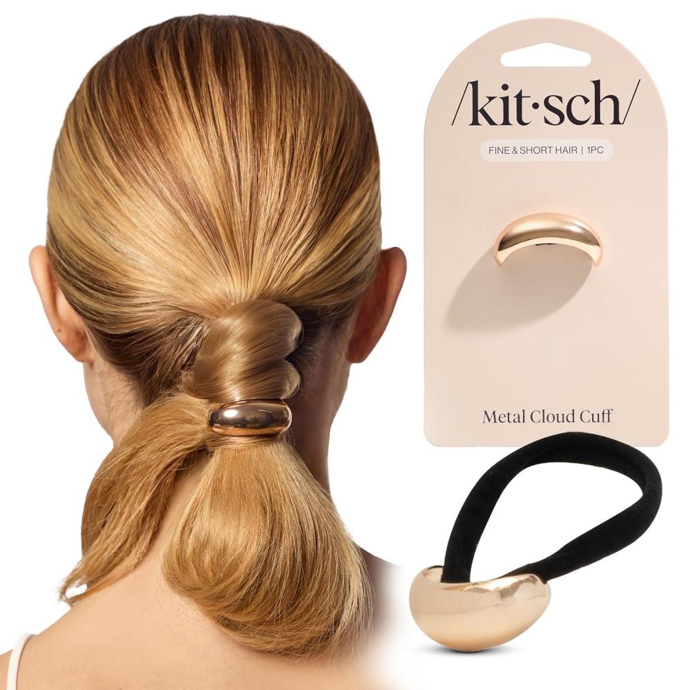 imageKitsch Gold Hair Cuffs  Metal Ponytail Cuff for Women  Durable Elegant Holder for Ponytails Braids ampamp Updos  Gold Hair Accessory  Ideal Gifts for Women  Large 1pcSGold