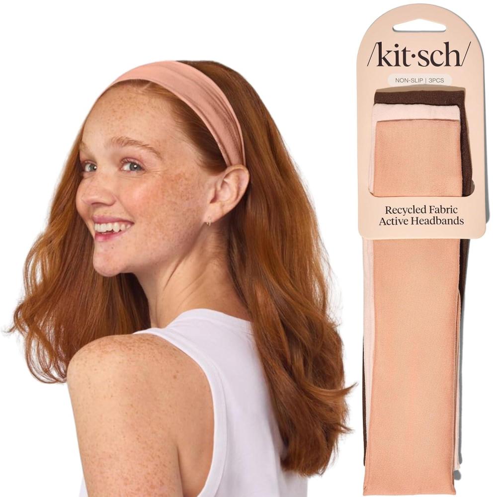 imageKitsch Wide Headbands for Women Fashion Sports Headband for Workout Yoga Gym Running Exercise Stretchy Head Bands Hair Accessories Ideal Gifts for Women Garden Bouquet 3pcsRosewood