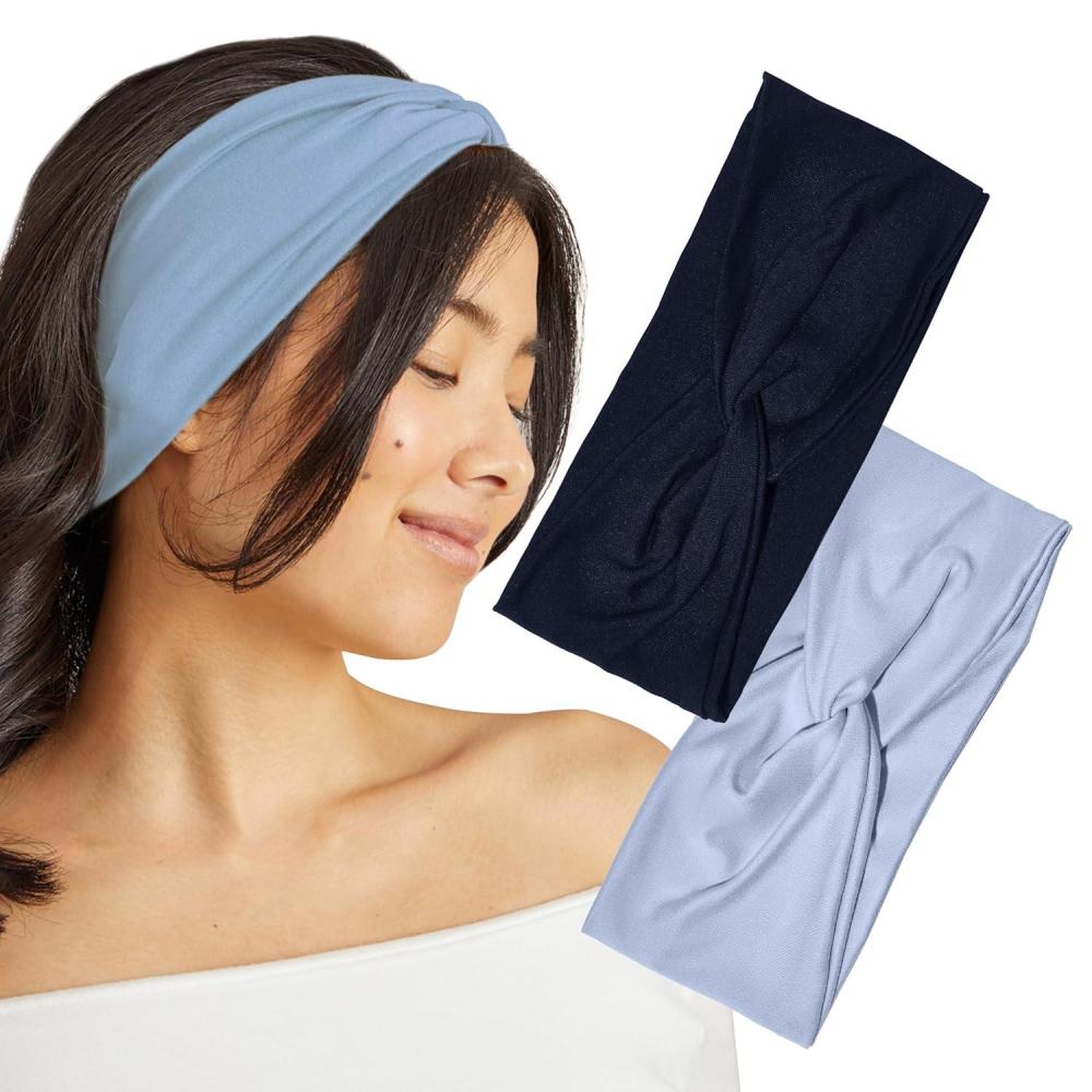 imageKitsch Wide Headbands for Women  Fashion Sports Headband for Workout Yoga Gym Running Exercise  Stretchy Head Bands for Womens Hair  Hair Accessories  Ideal Gifts for Women  Rosewood 2pcsGarden Bouquet