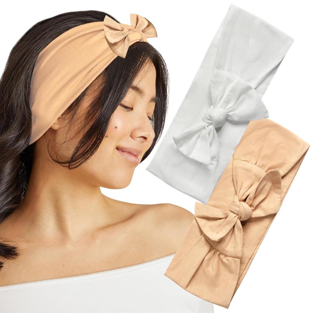 imageKitsch Wide Headbands for Women  Fashion Sports Headband for Workout Yoga Gym Running Exercise  Stretchy Head Bands for Womens Hair  Hair Accessories  Ideal Gifts for Women  Rosewood 2pcsSand