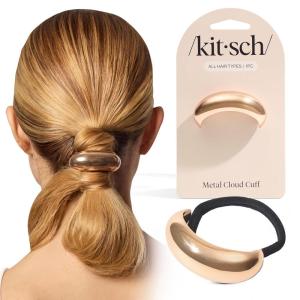 Kitsch Gold Hair Cuffs – Metal Ponytail Cuff for Women – Durable, Elegant Holder for Ponytails, Braids & Updos – Gold Hair Accessory | Ideal Gifts for Women – Large, 1pc(M-Gold)