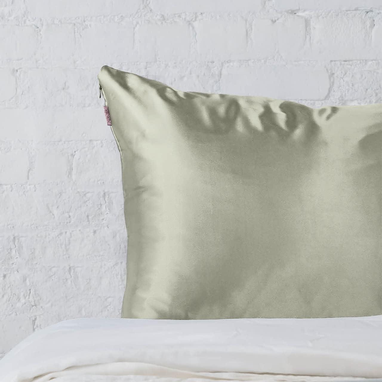 imageKitsch Holiday Satin Pillowcase with Zipper for Hair and Skin Softer Than Silk Pillow Cases 2 Pack Cooling Pillow Covers Machine Washable WrinkleFree Satin Queen Size Set of 2 19quotx26quot BlushSage