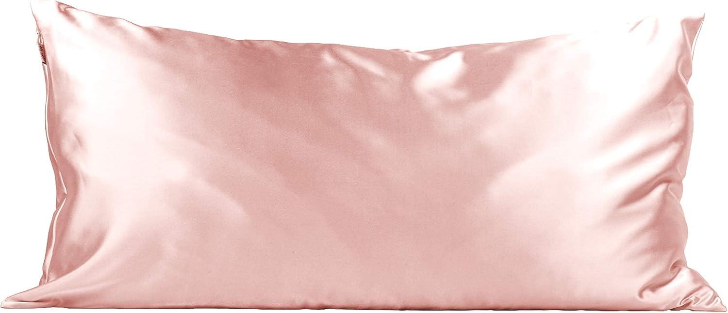 imageKitsch Holiday Satin Pillowcase with Zipper for Hair and Skin Softer Than Silk Pillow Cases 2 Pack Cooling Pillow Covers Machine Washable WrinkleFree Satin Queen Size Set of 2 19quotx26quot BlushBlush