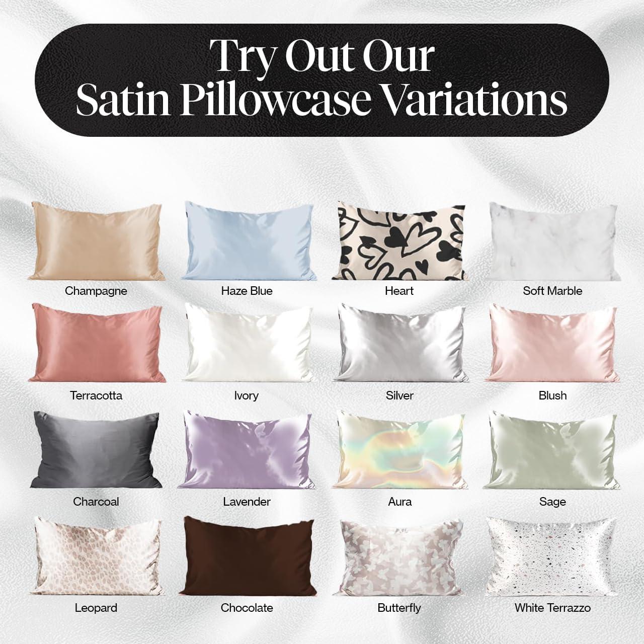 imageKitsch Holiday Satin Pillowcase with Zipper for Hair and Skin Softer Than Silk Pillow Cases 2 Pack Cooling Pillow Covers Machine Washable WrinkleFree Satin Queen Size Set of 2 19quotx26quot BlushSilver