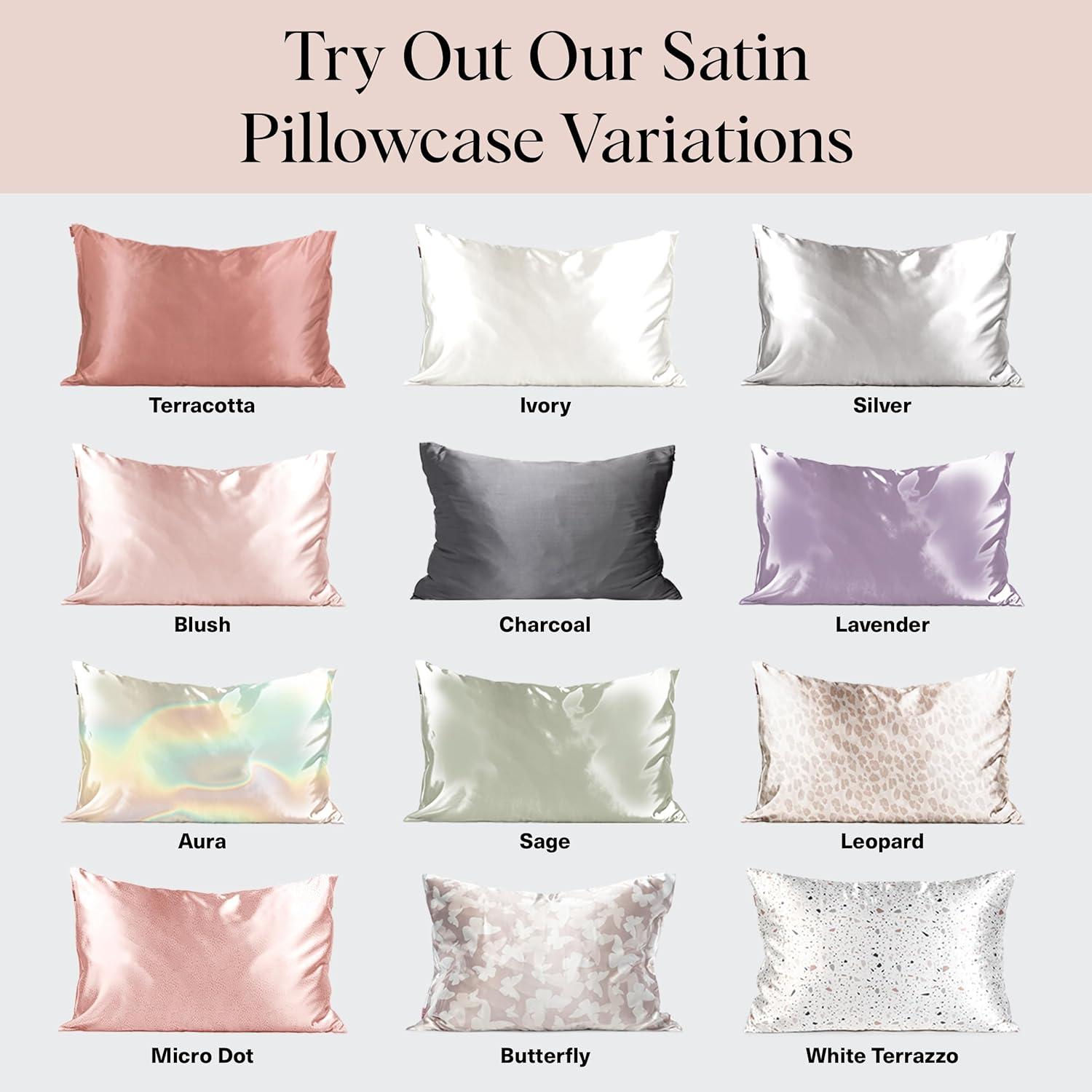 imageKitsch Holiday Satin Pillowcase with Zipper for Hair and Skin Softer Than Silk Pillow Cases 2 Pack Cooling Pillow Covers Machine Washable WrinkleFree Satin Queen Size Set of 2 19quotx26quot BlushCherry Print