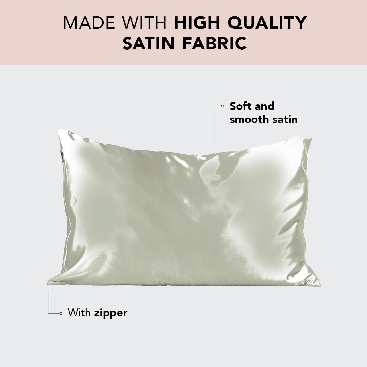 imageKitsch Holiday Satin Pillowcase with Zipper for Hair and Skin Softer Than Silk Pillow Cases 2 Pack Cooling Pillow Covers Machine Washable WrinkleFree Satin Queen Size Set of 2 19quotx26quot BlushSage