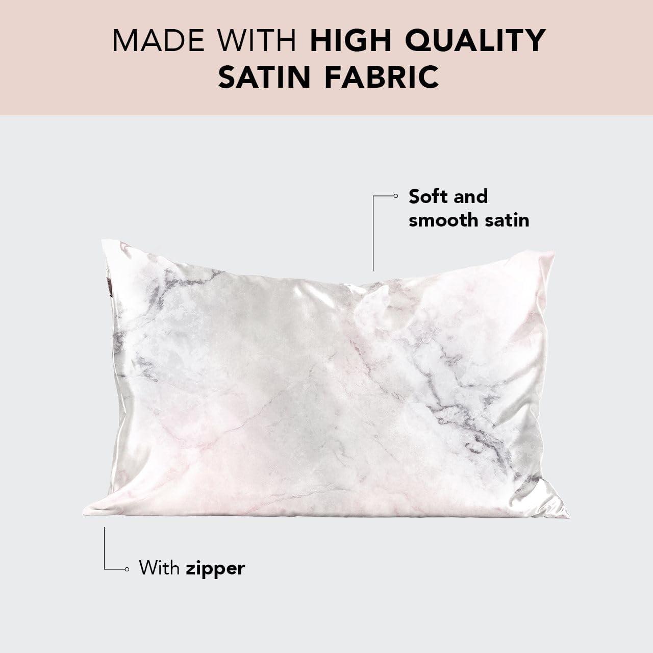 imageKitsch Holiday Satin Pillowcase with Zipper for Hair and Skin Softer Than Silk Pillow Cases 2 Pack Cooling Pillow Covers Machine Washable WrinkleFree Satin Queen Size Set of 2 19quotx26quot BlushMarble