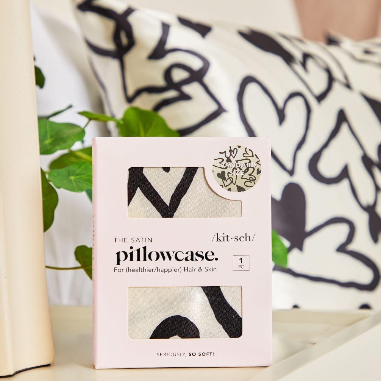 imageKitsch Holiday Satin Pillowcase with Zipper for Hair and Skin Softer Than Silk Pillow Cases 2 Pack Cooling Pillow Covers Machine Washable WrinkleFree Satin Queen Size Set of 2 19quotx26quot BlushHeart