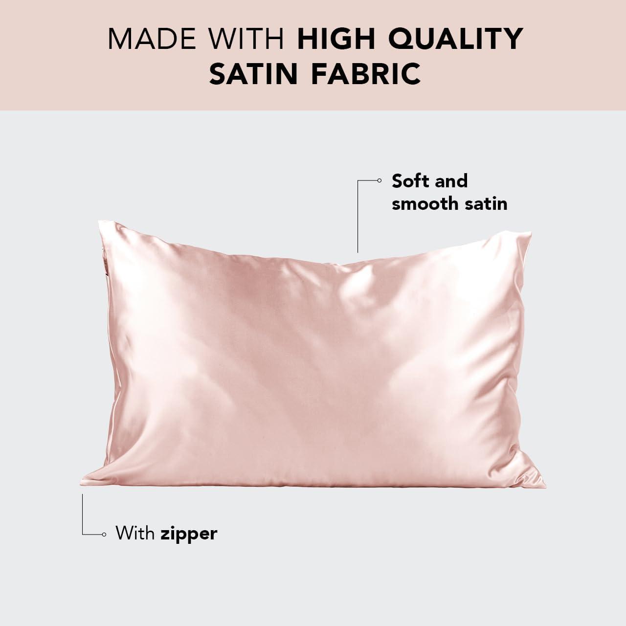 imageKitsch Holiday Satin Pillowcase with Zipper for Hair and Skin Softer Than Silk Pillow Cases 2 Pack Cooling Pillow Covers Machine Washable WrinkleFree Satin Queen Size Set of 2 19quotx26quot BlushBlush